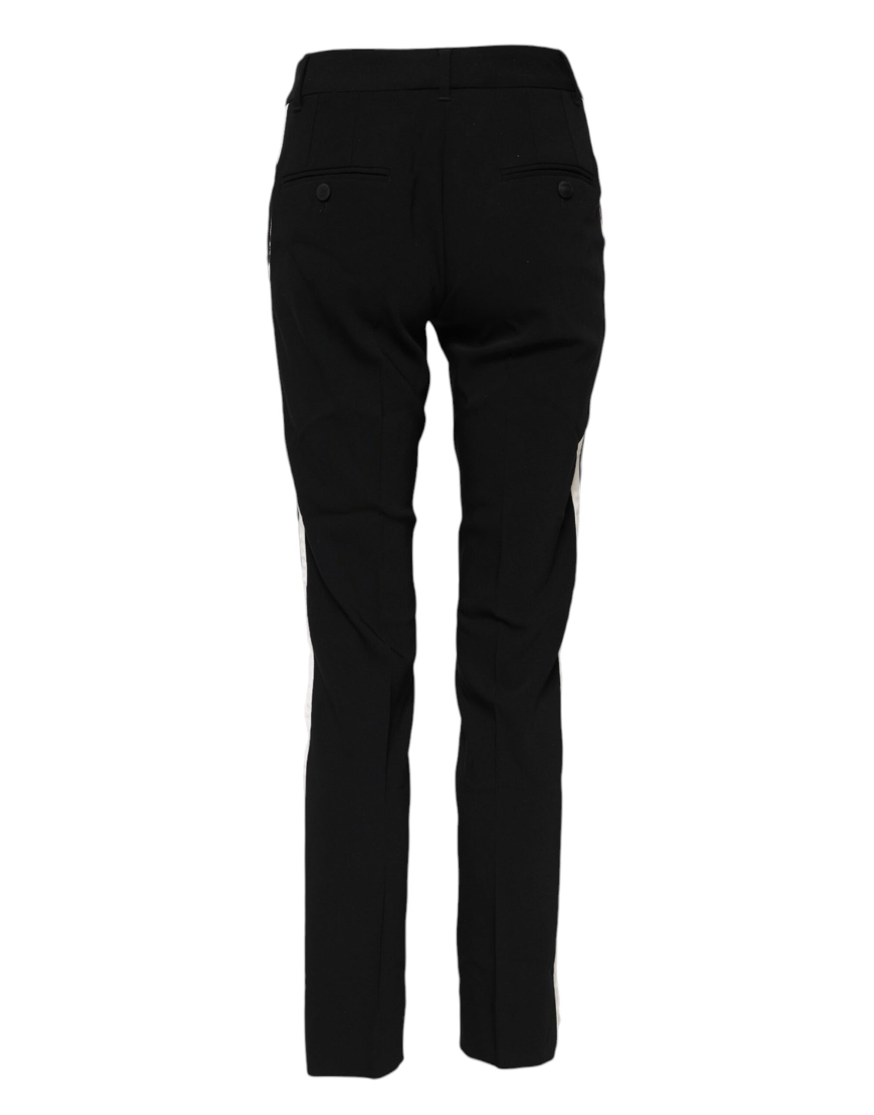 Dolce & Gabbana Black Wool Mid Waisted Tapered Dress Pants | Regal Royce