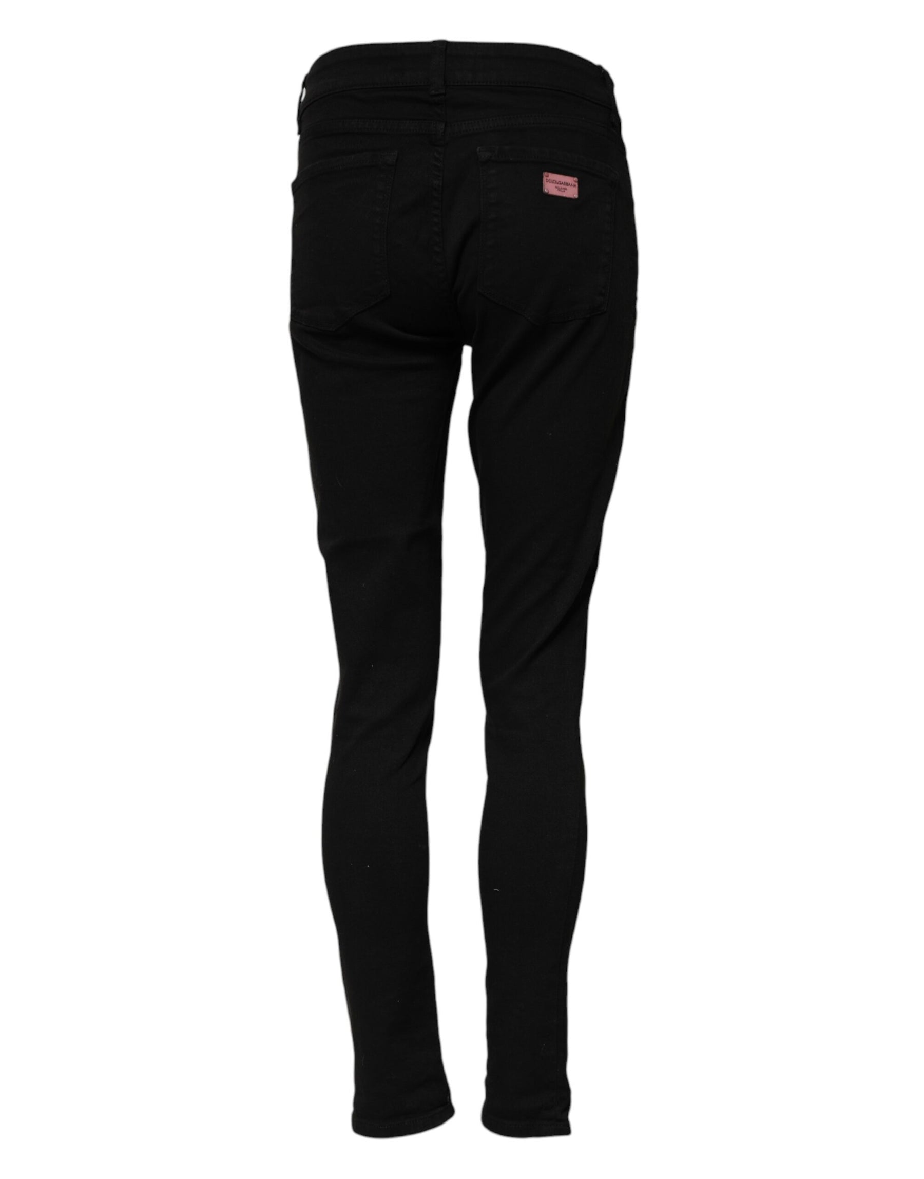 Dolce & Gabbana Black Cotton Skinny Mid Waisted Denim Jeans | Regal Royce