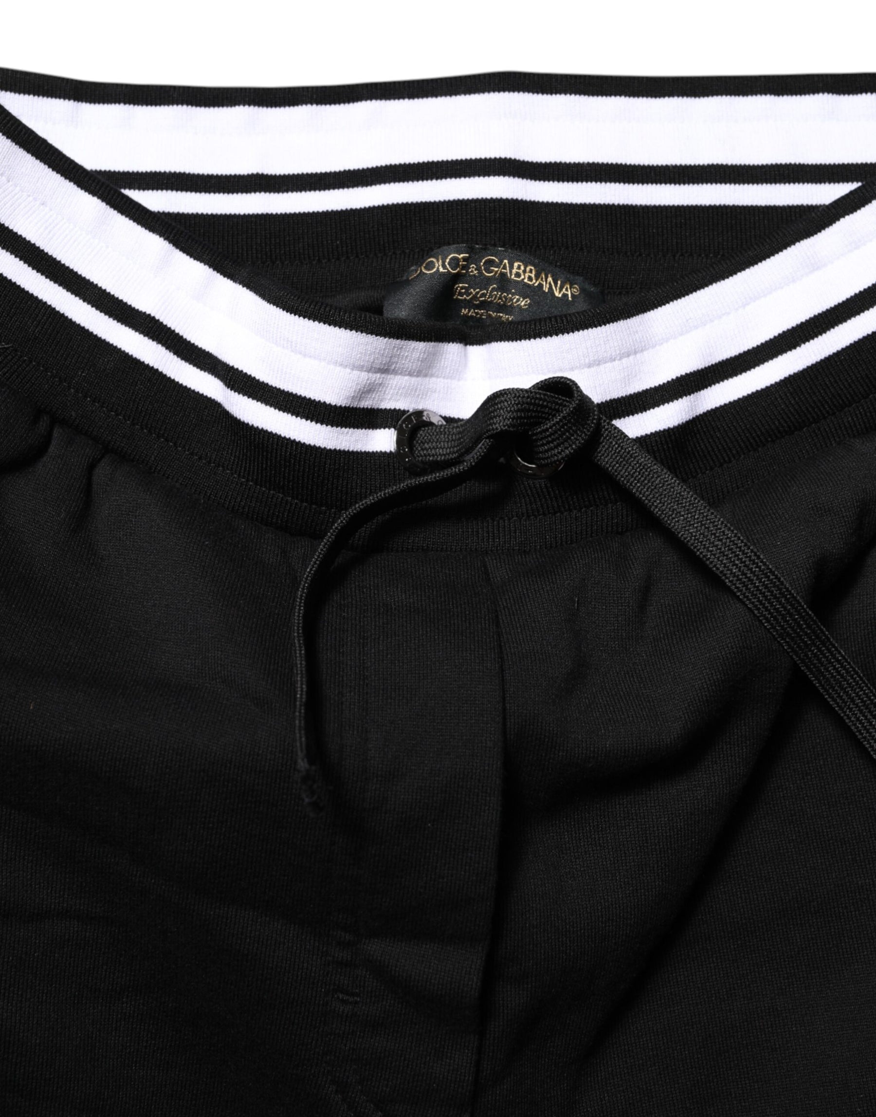 Dolce & Gabbana Black Cotton Mid Waist Jogger Pants | Regal Royce