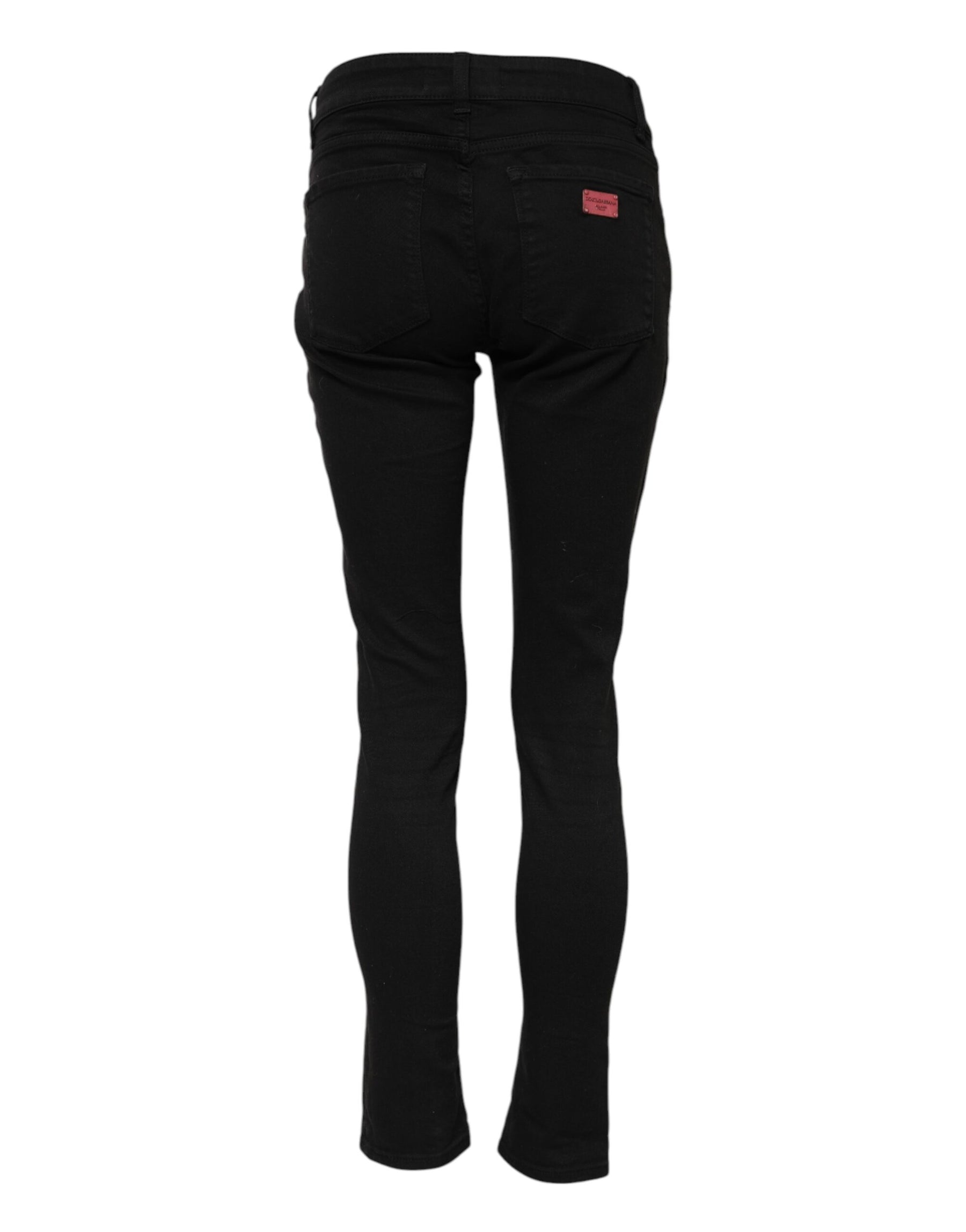 Dolce & Gabbana Black Cotton Skinny Mid Waisted Denim Jeans | Regal Royce