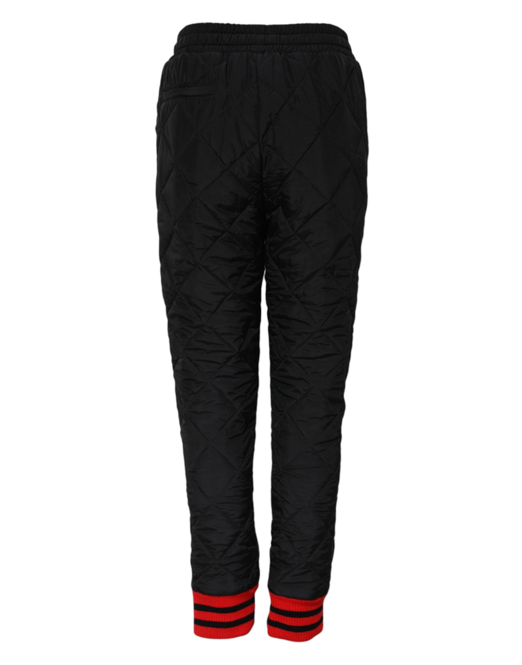 Dolce & Gabbana Black Quilted Mid Waist Jogger Pants | Regal Royce