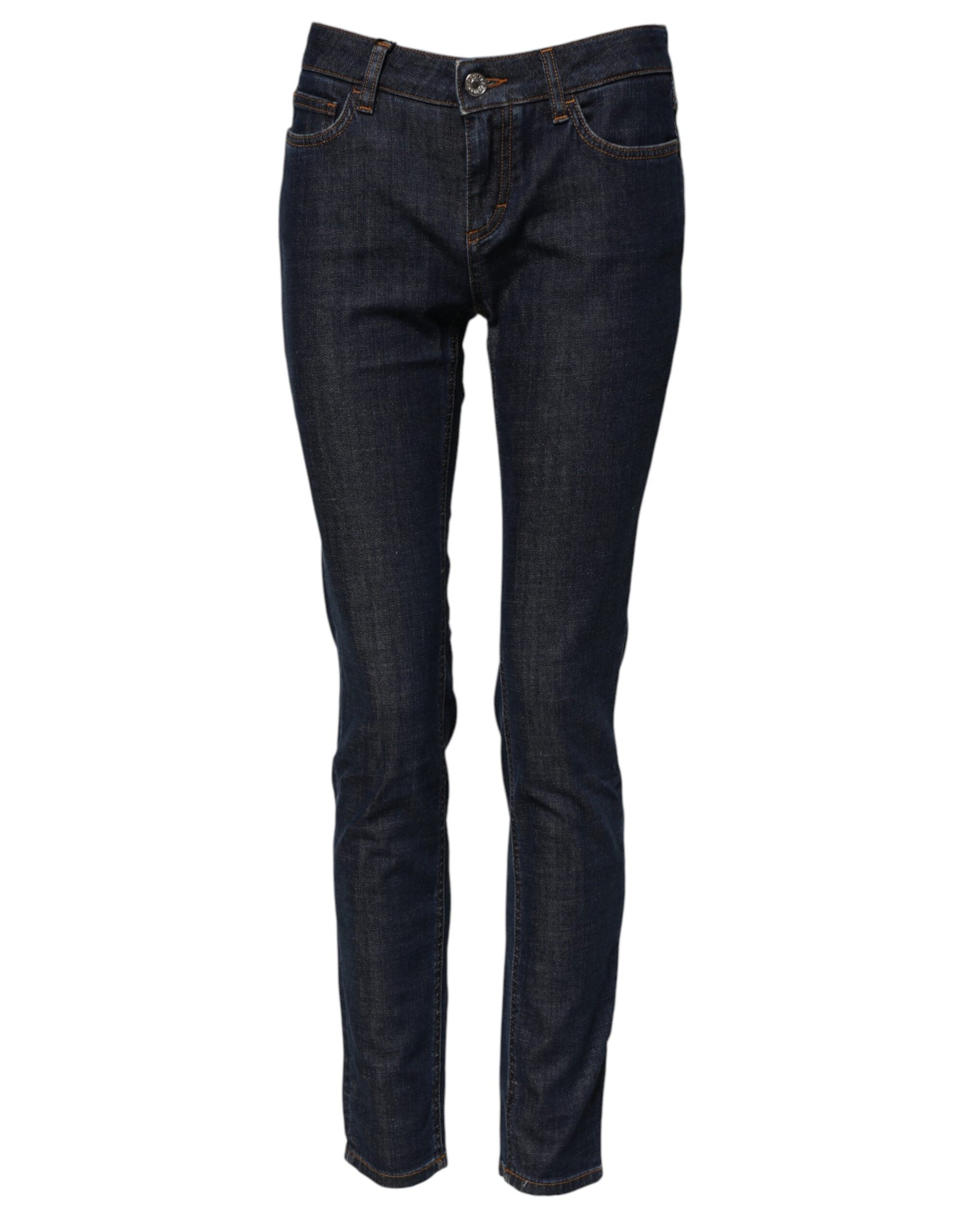Dolce & Gabbana Blue Skinny Cotton Mid Waisted Denim Jeans | Regal Royce