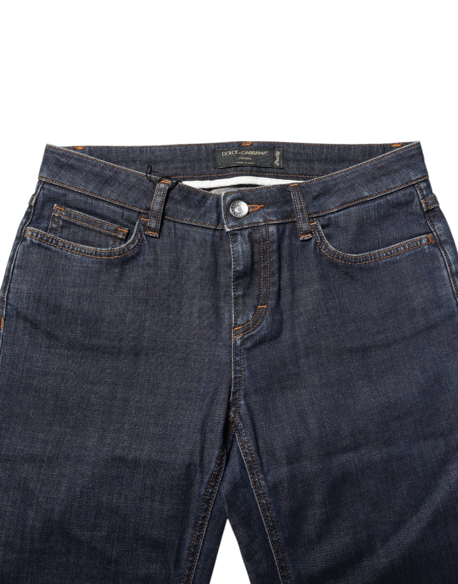 Dolce & Gabbana Blue Skinny Cotton Mid Waisted Denim Jeans | Regal Royce