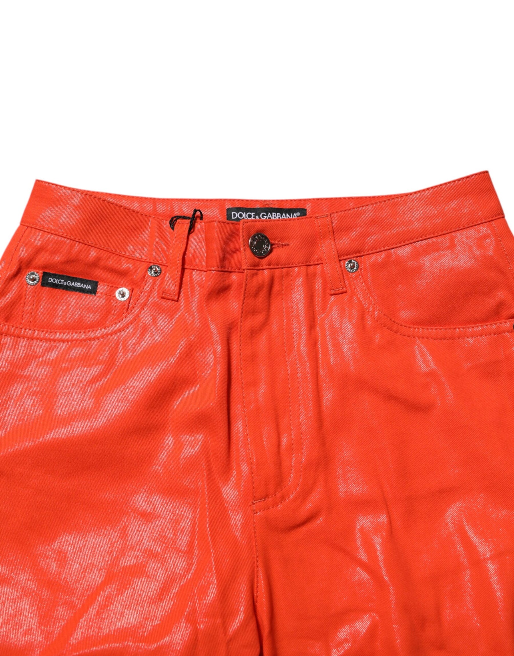 Dolce & Gabbana Orange Cotton High Waisted Denim Jeans | Regal Royce