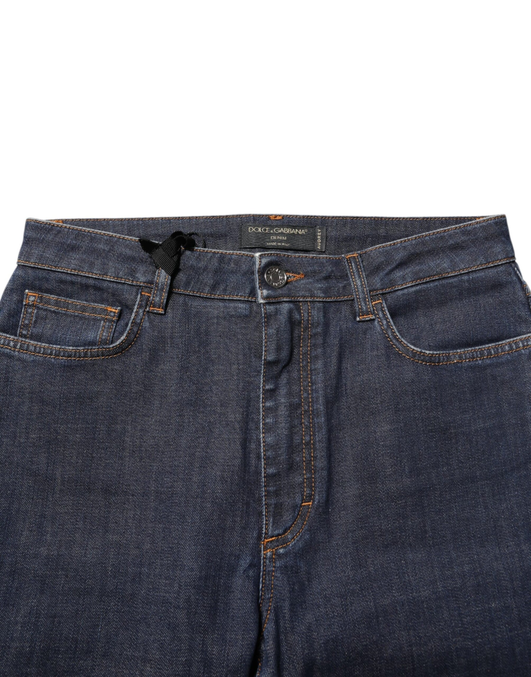 Dolce & Gabbana Blue Queen Patch AUDREY Mid Waist Denim Jeans | Regal Royce