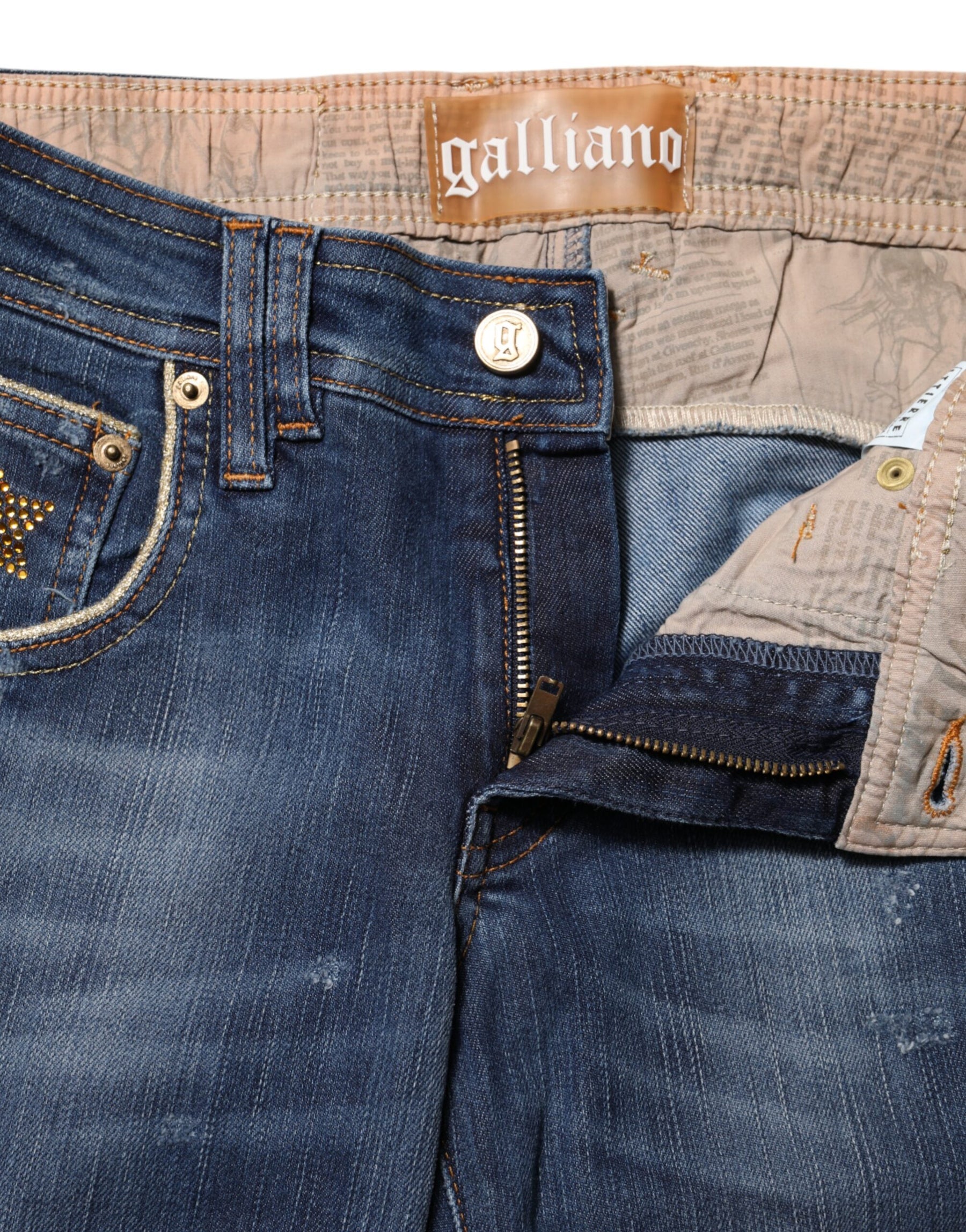 John Galliano Blue Cotton Mid Waist Wide Leg Denim Jeans | Regal Royce