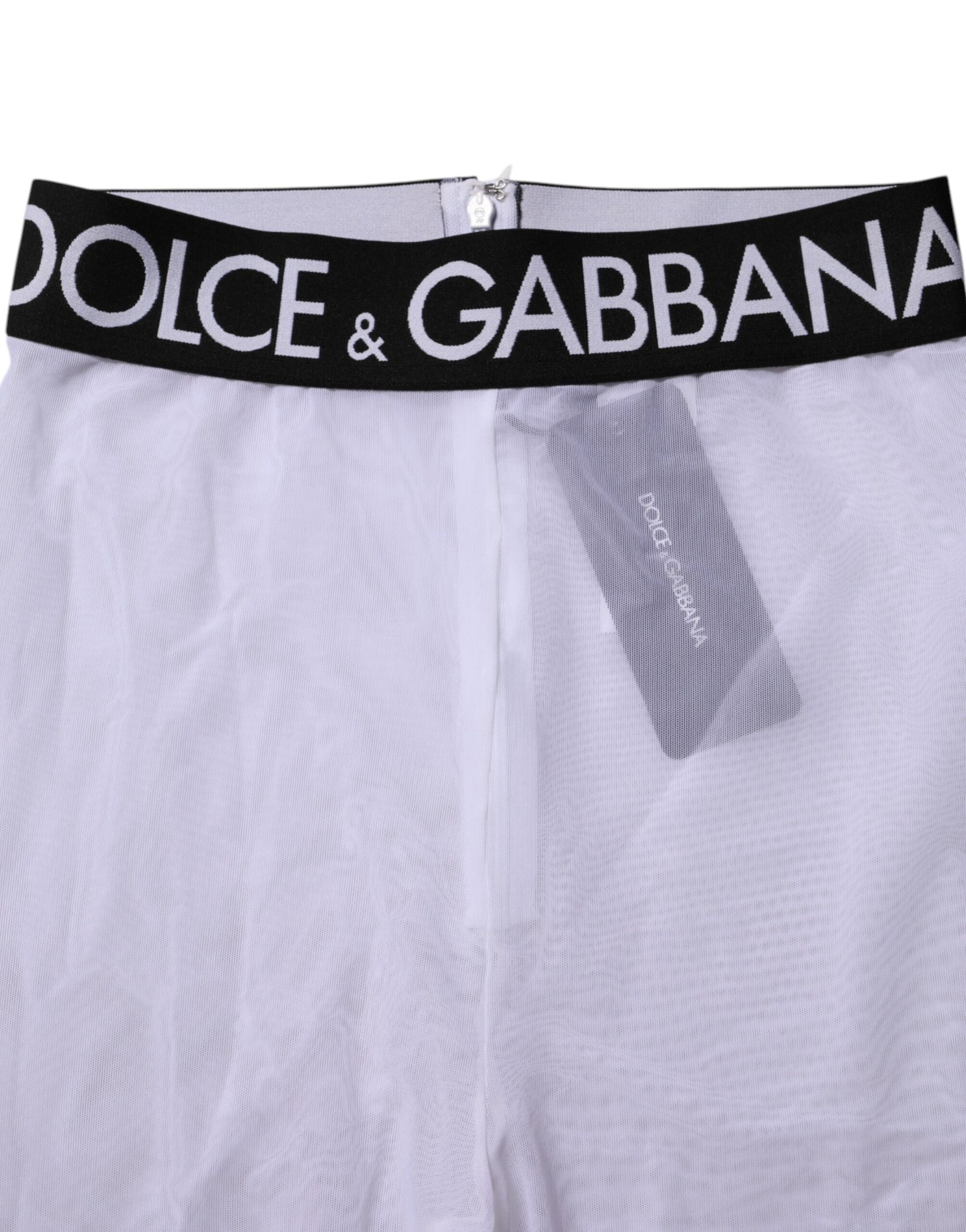 Dolce & Gabbana Gray Nylon DG Logo Mid Waisted Leggings Pants | Regal Royce