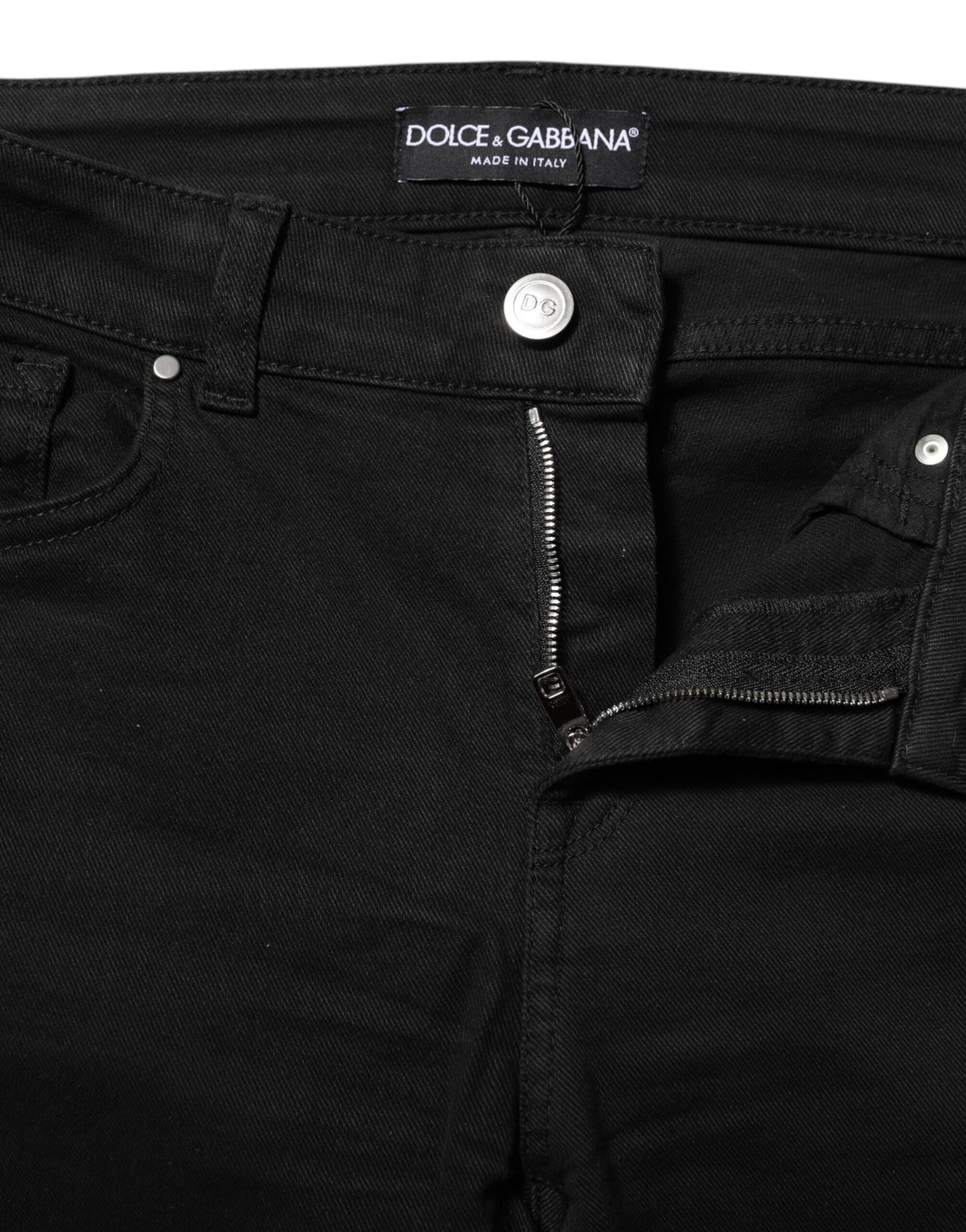 Dolce & Gabbana Black Skinny Cotton Mid Waisted Denim Jeans | Regal Royce