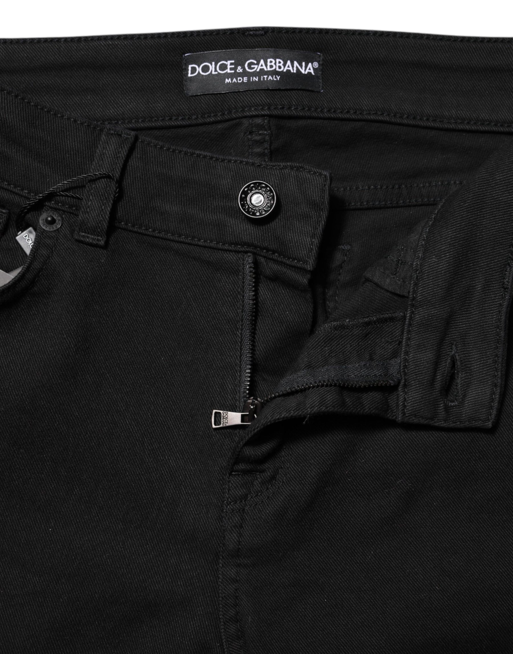 Dolce & Gabbana Black Cotton Skinny Mid Waisted Denim Jeans | Regal Royce