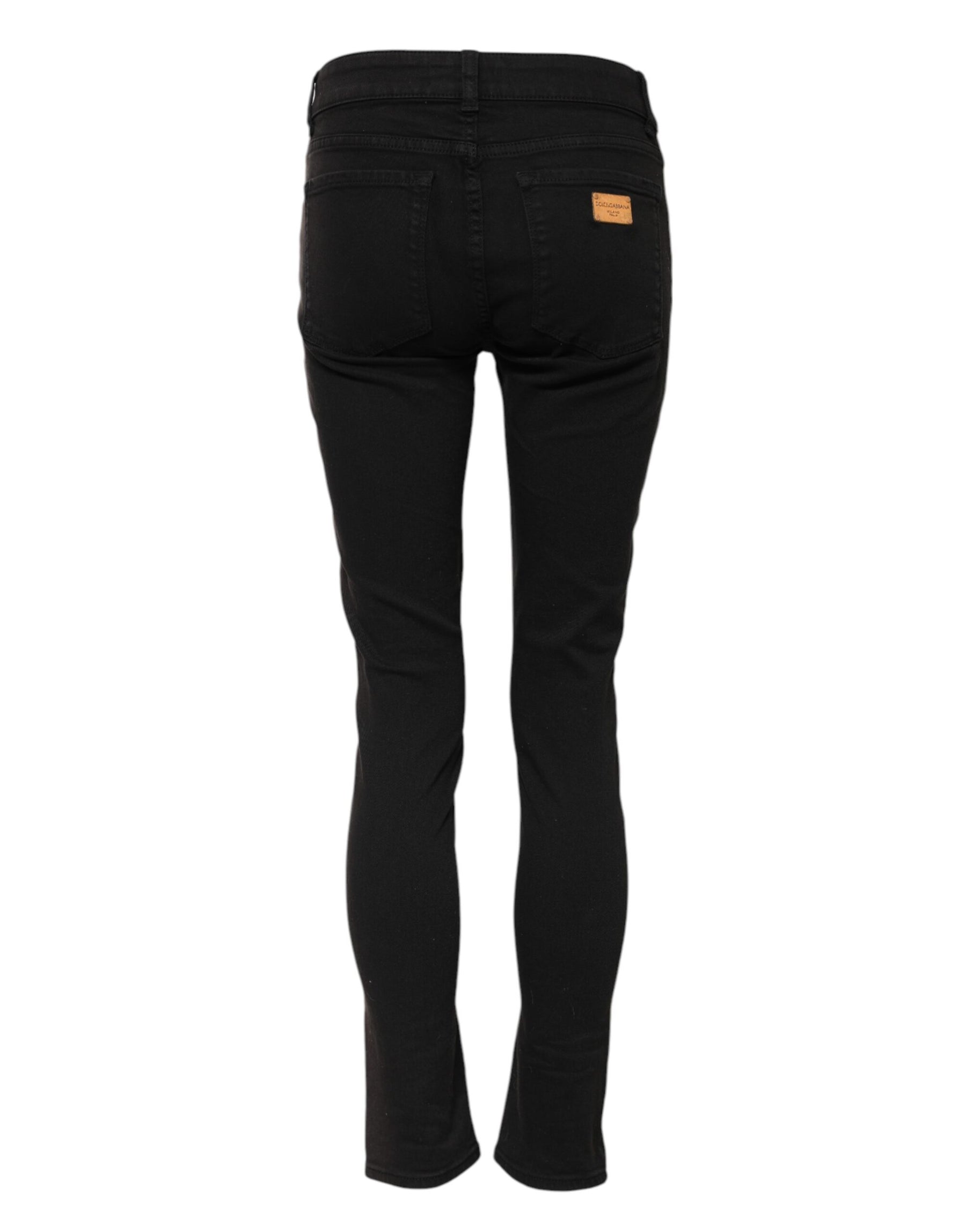 Dolce & Gabbana Black Cotton Skinny Mid Waisted Denim Jeans | Regal Royce