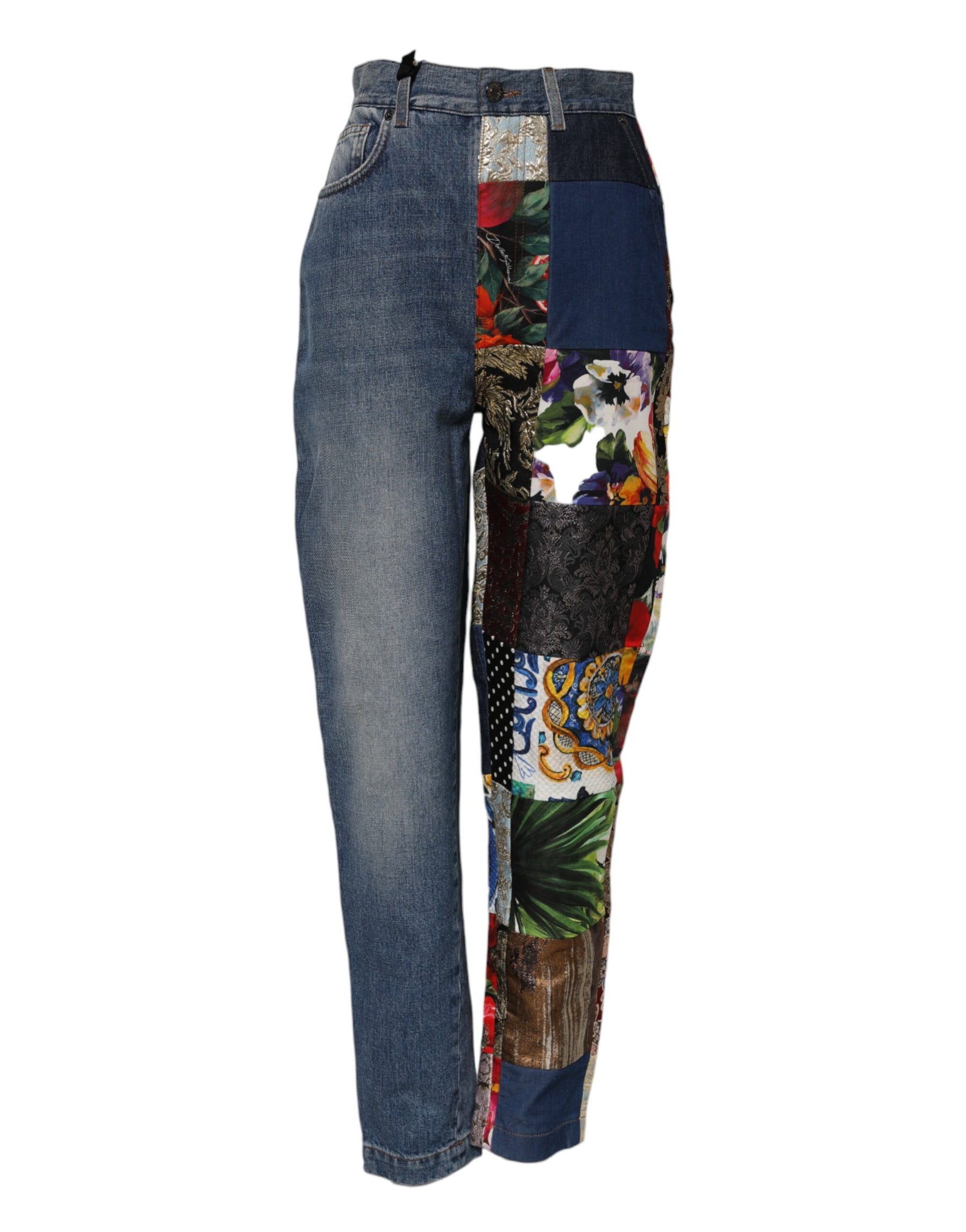 Dolce & Gabbana Blue AMBER Patchwork High Waist Denim Jeans | Regal Royce