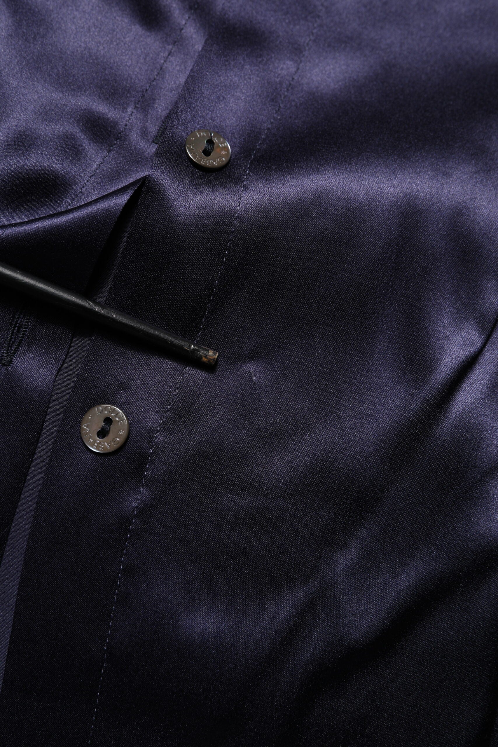 Dolce & Gabbana Dark Purple Silk Ascot Collared Blouse Top | Regal Royce