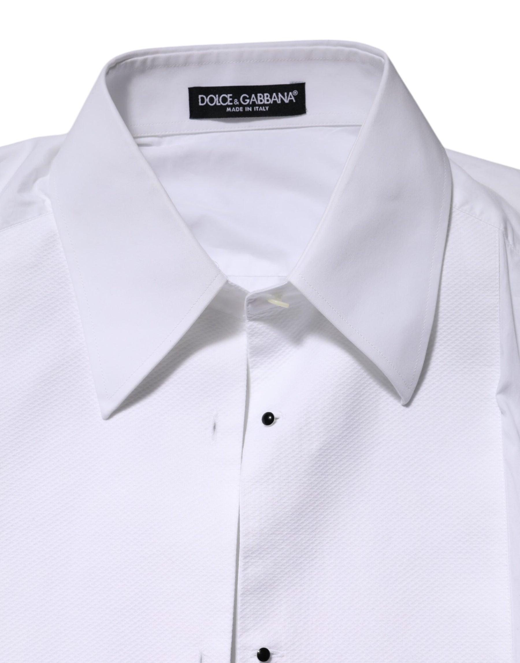 Dolce & Gabbana White Cotton Long Sleeves Collared Top Shirt | Regal Royce