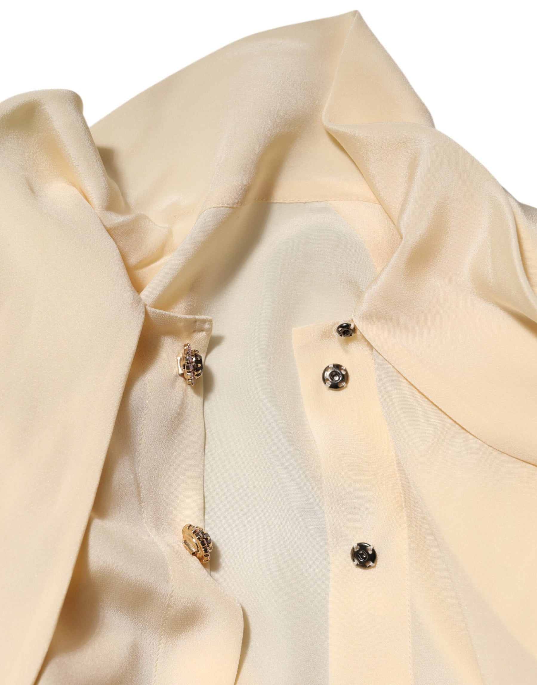 Dolce & Gabbana Light Yellow Ascot Collar Buttoned Blouse Top | Regal Royce