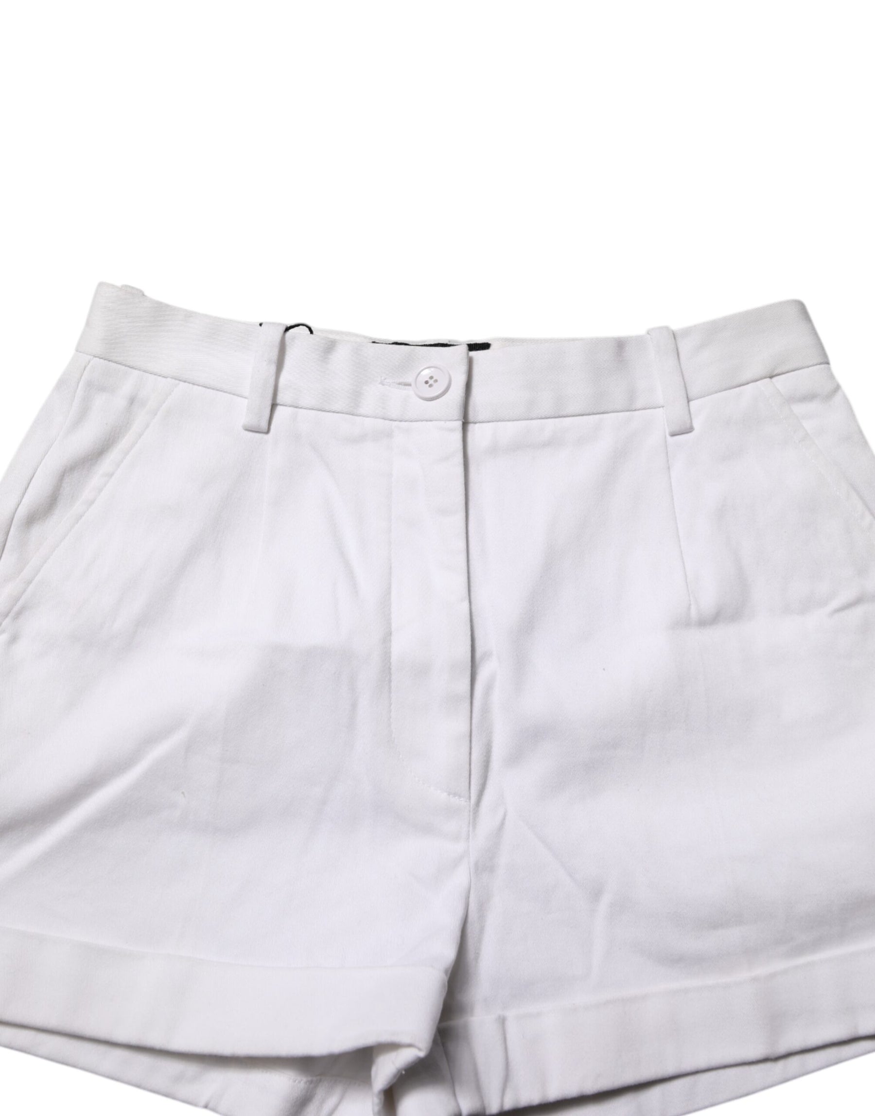 Dolce & Gabbana White Cotton Mid Waist Women Bermuda Shorts | Regal Royce