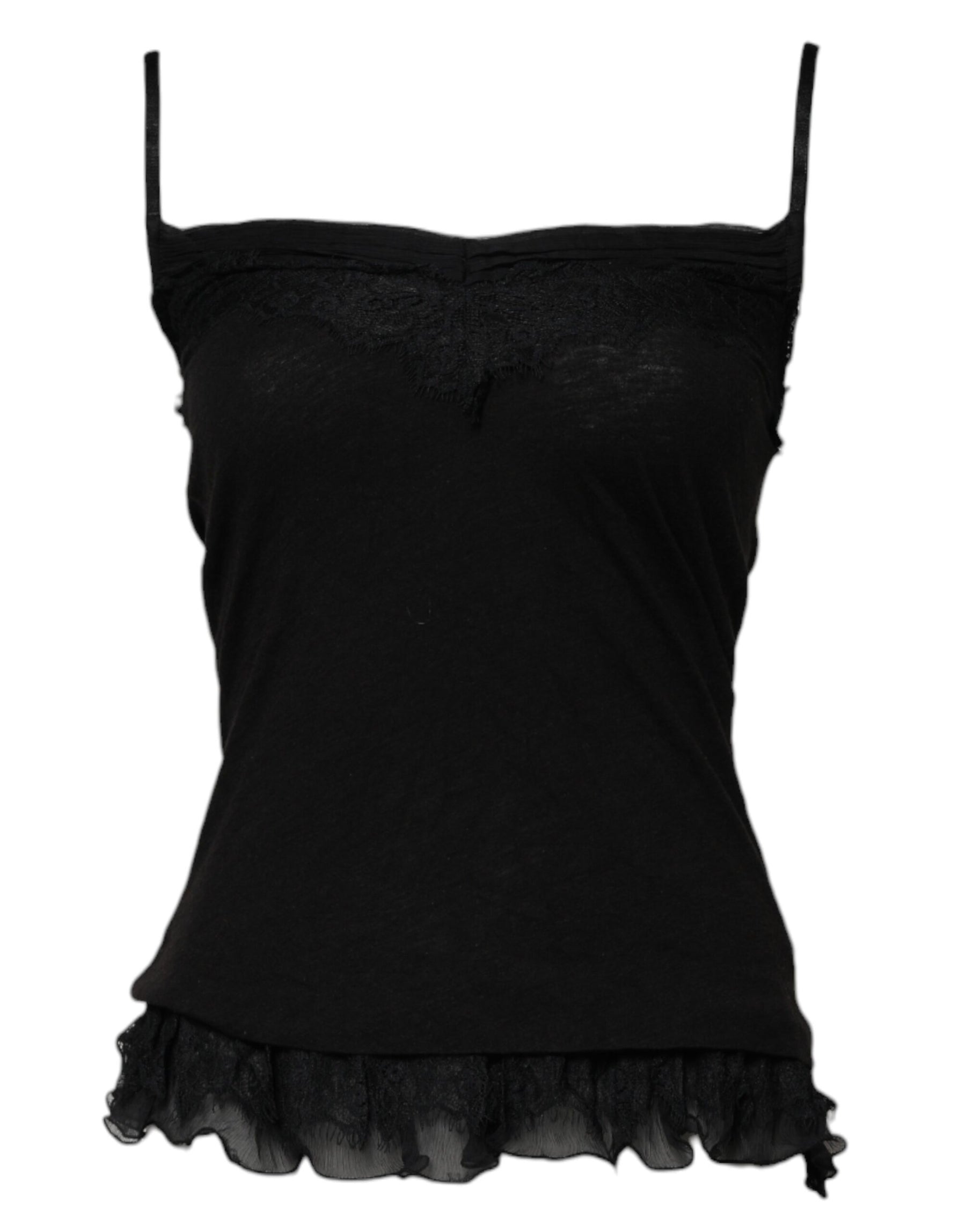 Scervino Street Black Wool Sleeveless Square Neck Tank Top | Regal Royce