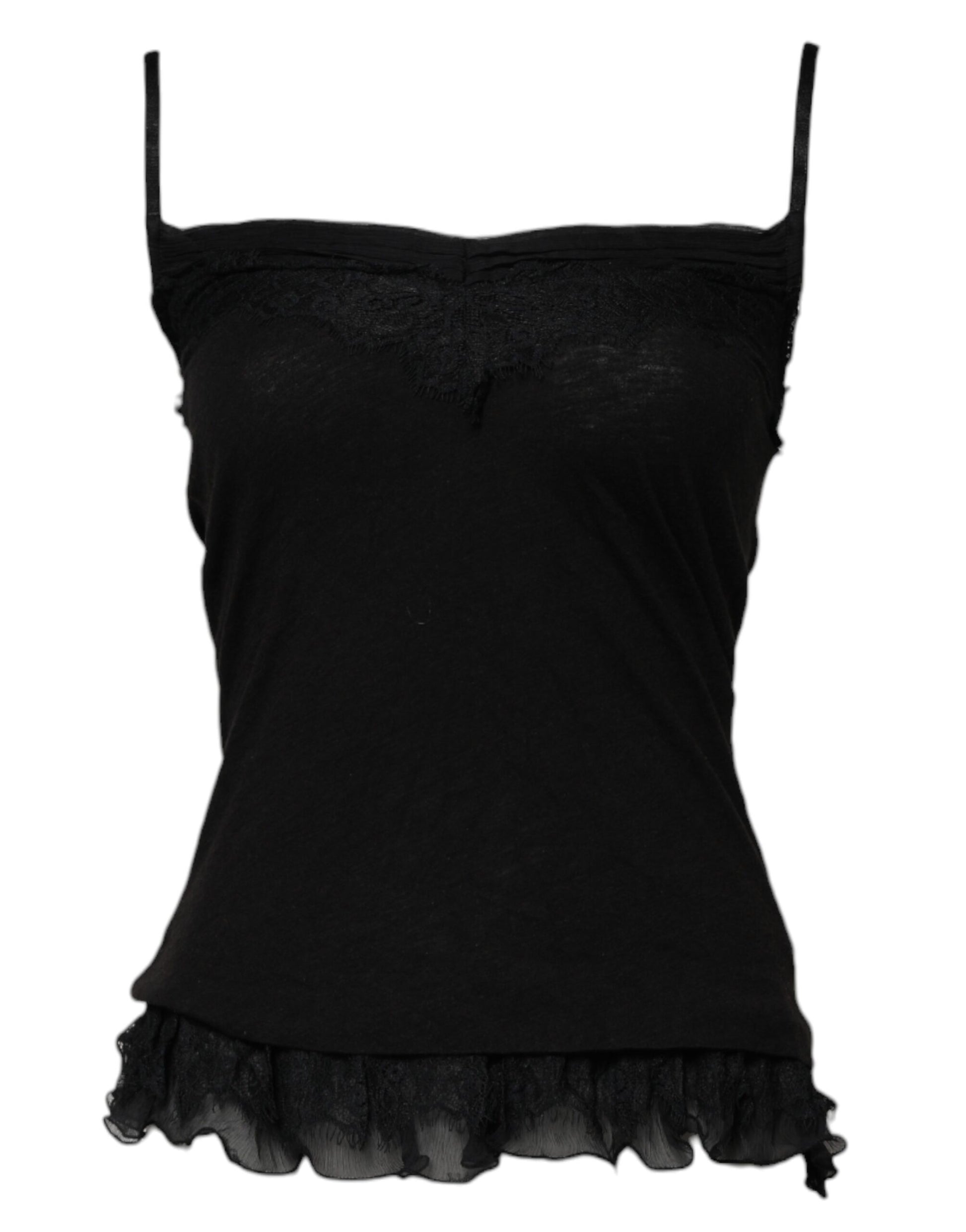 Scervino Street Black Wool Sleeveless Square Neck Tank Top