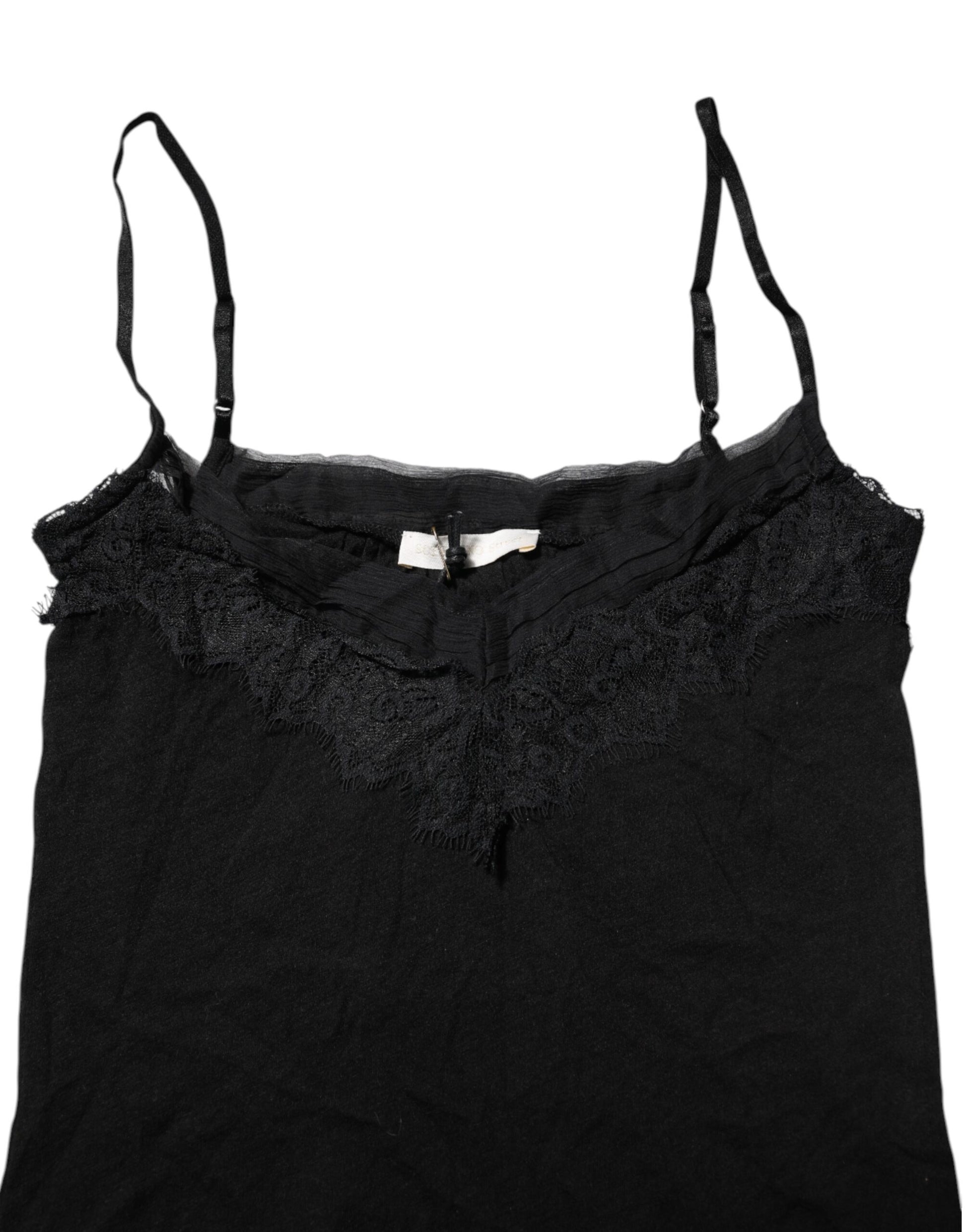 Scervino Street Black Wool Sleeveless Square Neck Tank Top