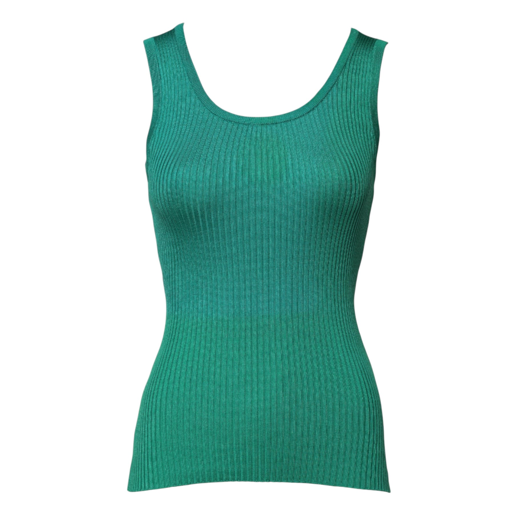 Dolce & Gabbana Green Silk Sleeveless Round Neck Tank Top | Regal Royce