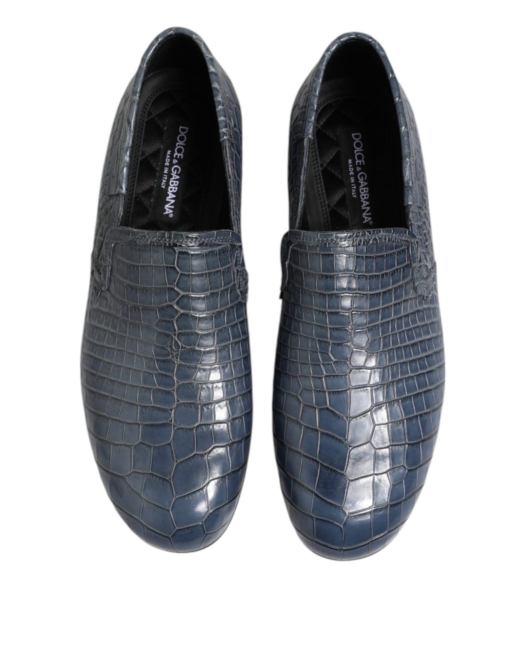 Dolce & Gabbana Blue Exotic Leather Slip On Loafers Men Dress Shoes | Regal Royce