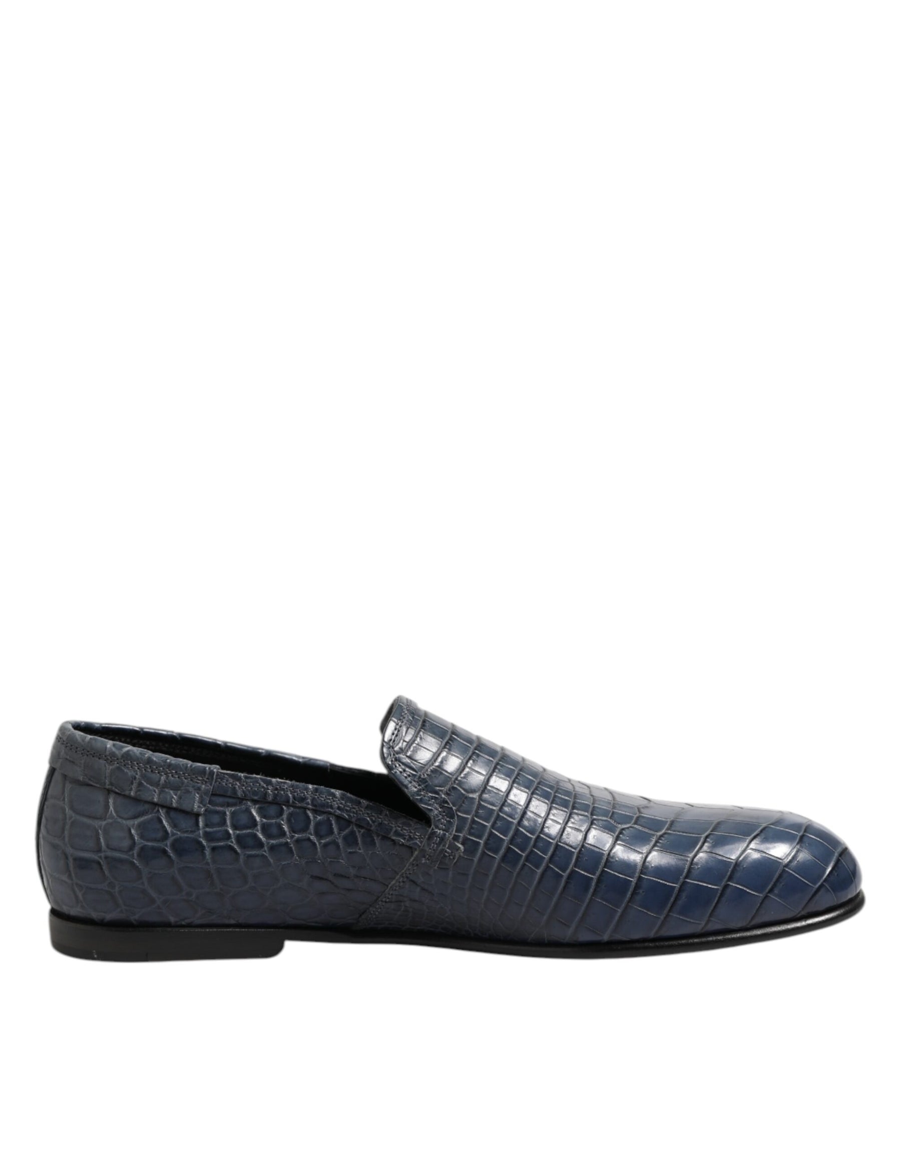 Dolce & Gabbana Blue Exotic Leather Slip On Loafers Men Dress Shoes | Regal Royce