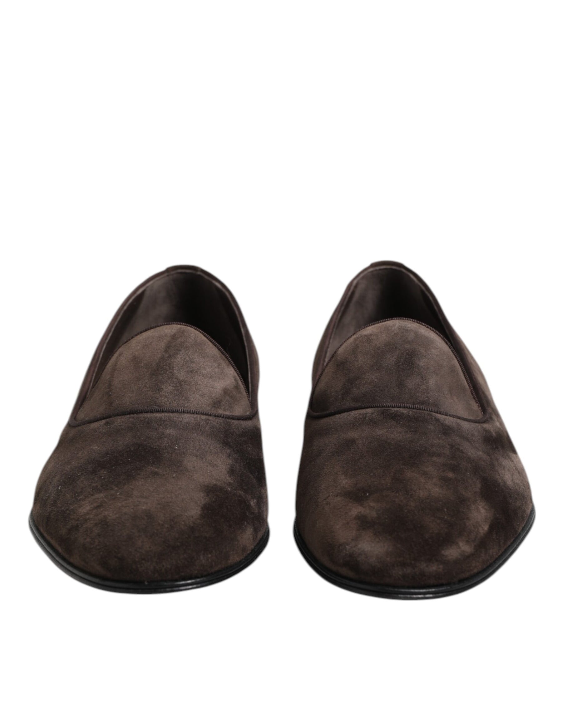 Dolce & Gabbana Brown Velvet Leather Slip On Loafers Shoes | Regal Royce