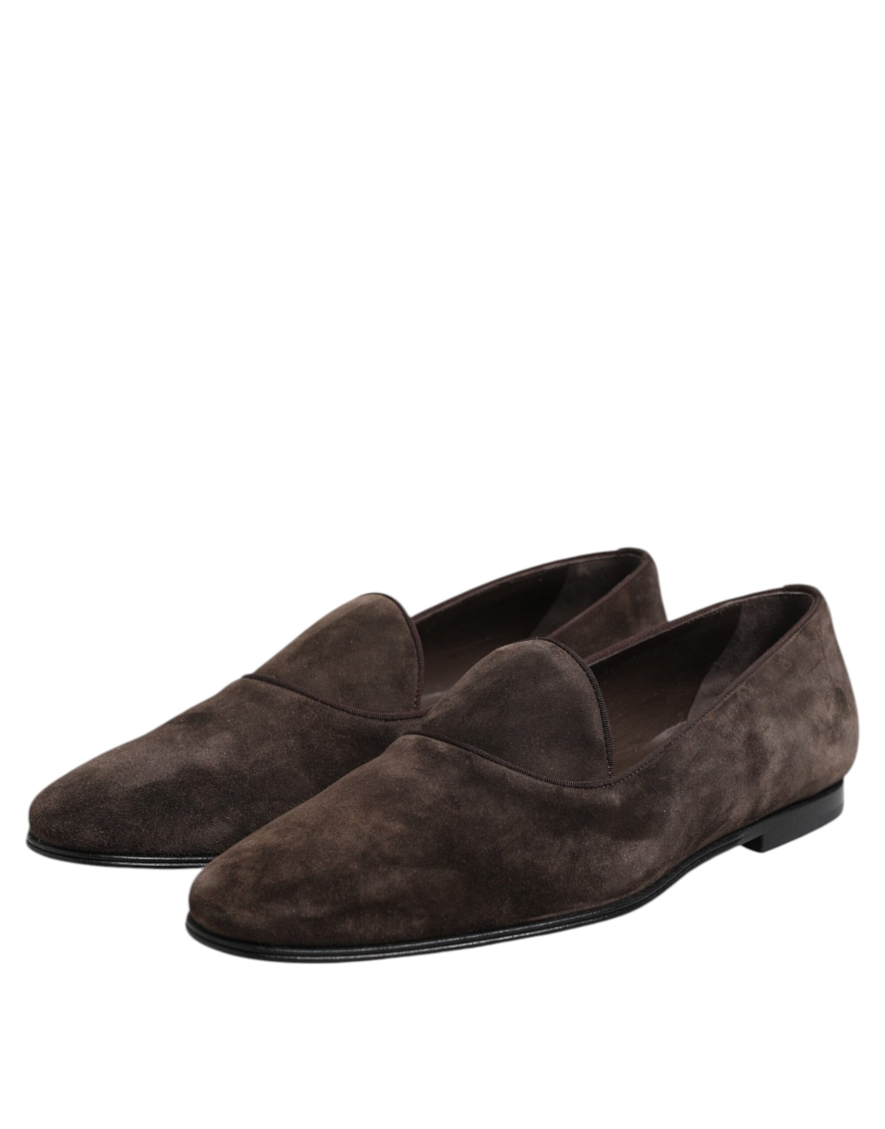 Dolce & Gabbana Brown Velvet Leather Slip On Loafers Shoes | Regal Royce