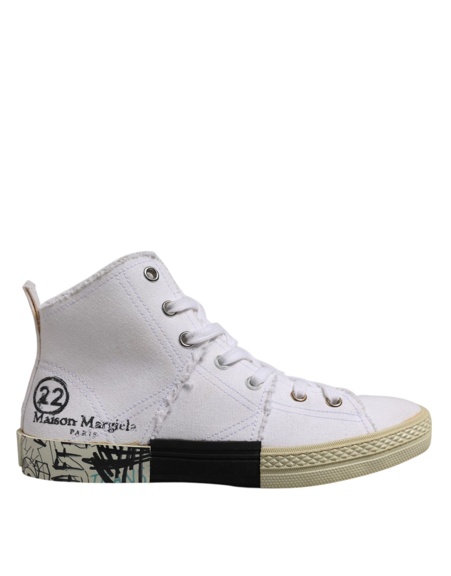 Maison Margiela White Lace Up Mid Top Women Sneakers Shoes | Regal Royce