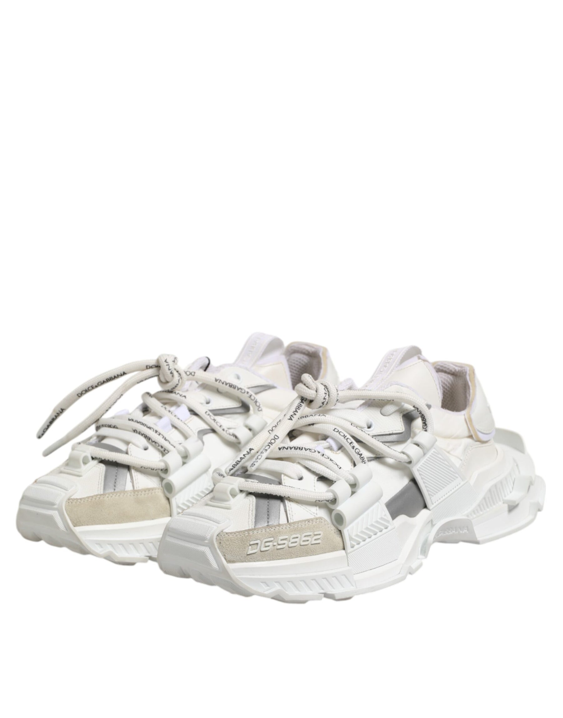 Dolce & Gabbana White Gray Low Top Space Sneakers Shoes | Regal Royce