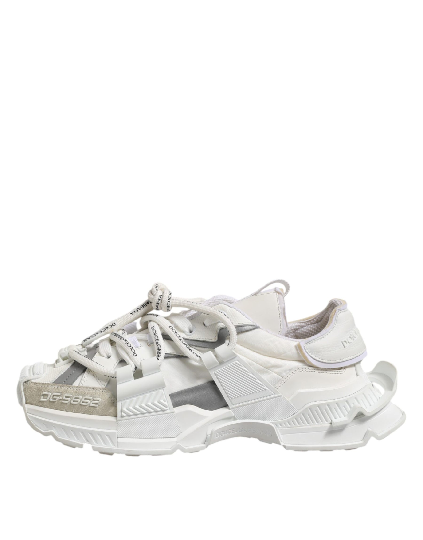 Dolce & Gabbana White Gray Low Top Space Sneakers Shoes | Regal Royce