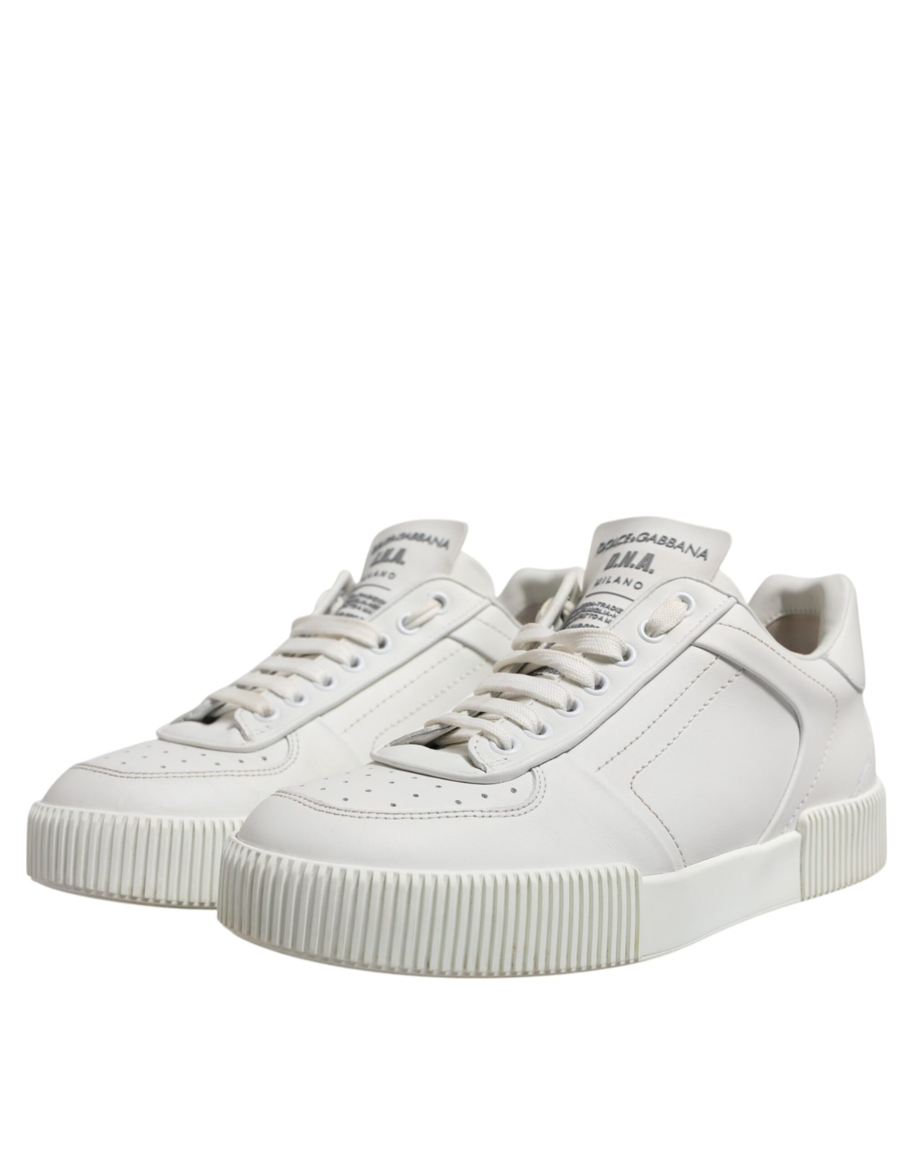 Dolce & Gabbana White Miami Leather Low Top Men Sneakers Shoes | Regal Royce