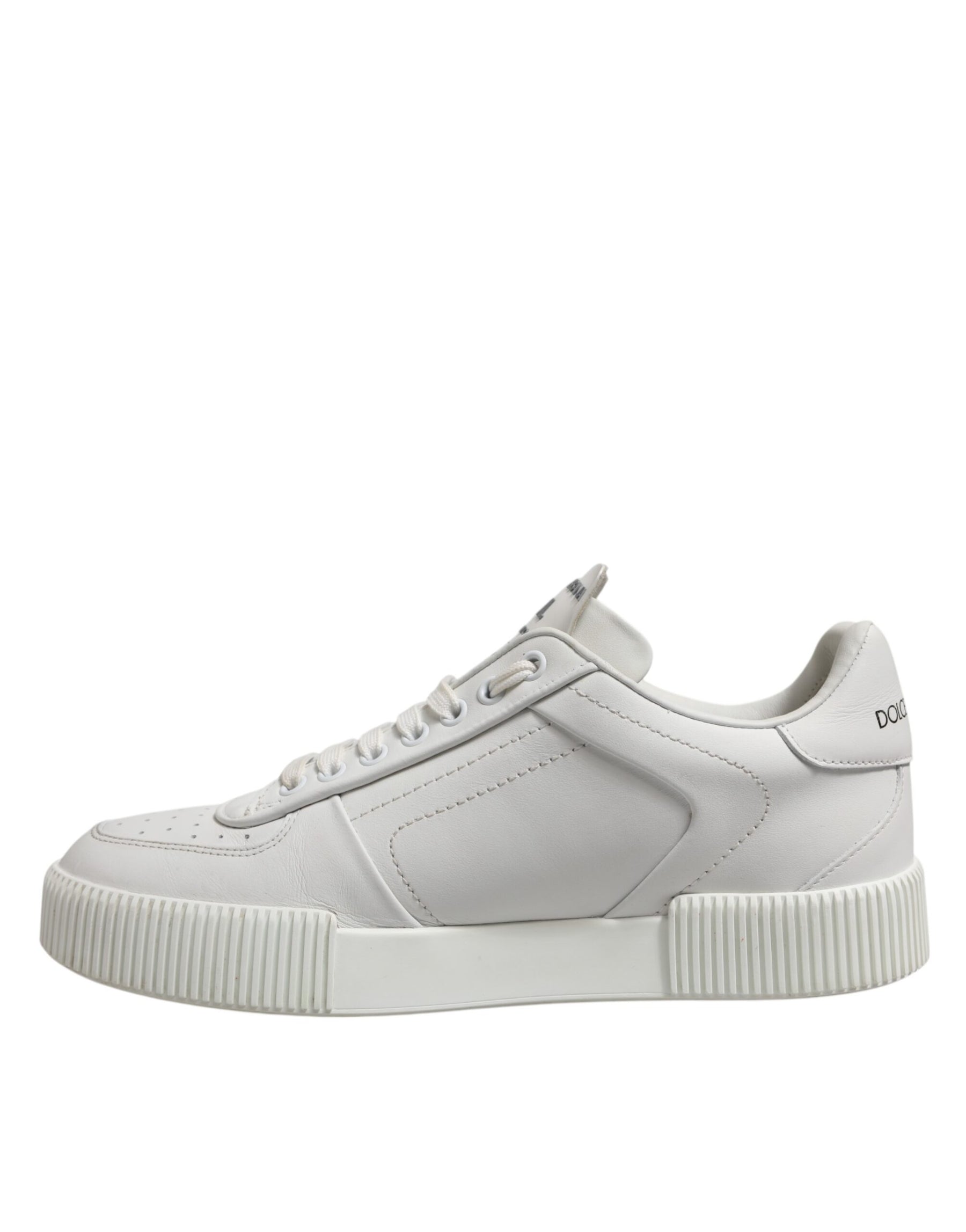 Dolce & Gabbana White Miami Leather Low Top Men Sneakers Shoes | Regal Royce