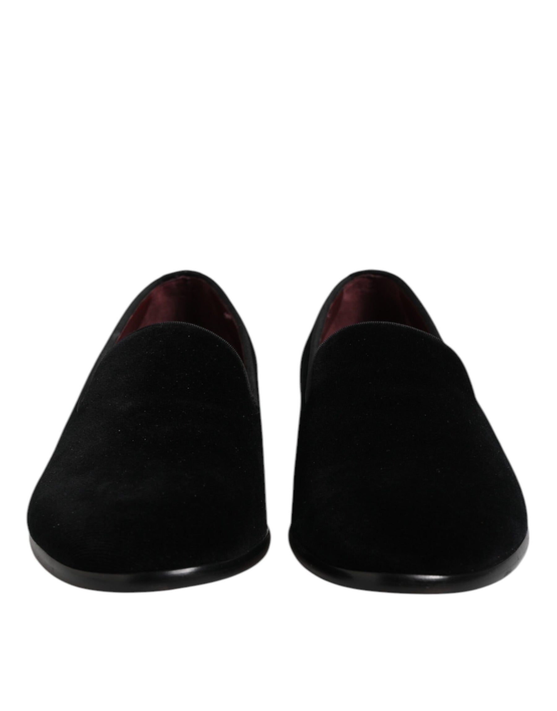 Dolce & Gabbana Black Velvet Slip On Loafers Formal Shoes | Regal Royce