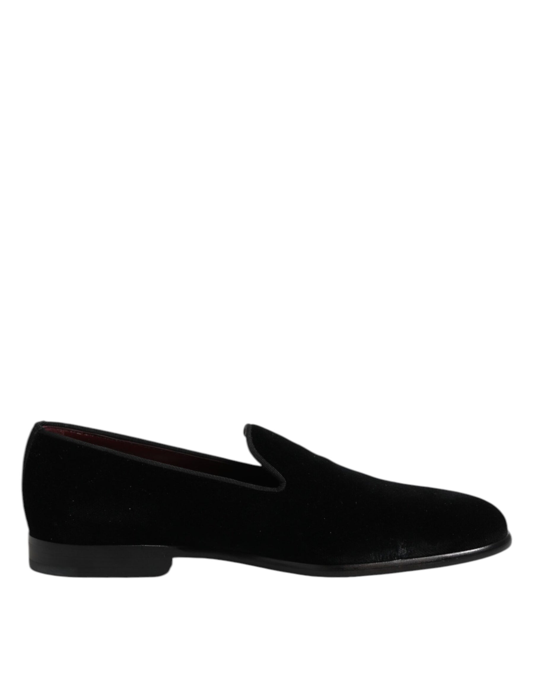 Dolce & Gabbana Black Velvet Slip On Loafers Formal Shoes | Regal Royce
