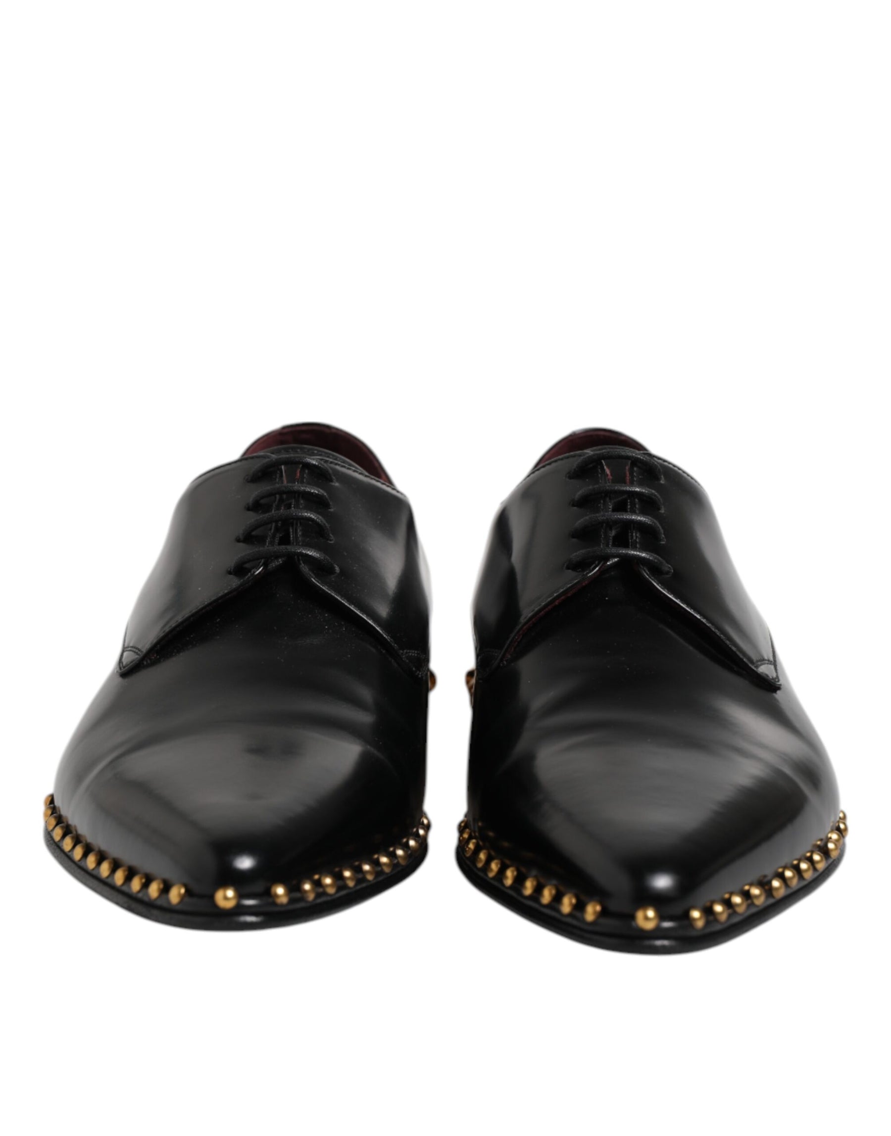 Dolce & Gabbana Black Leather Studded Derby Men Dress Shoes | Regal Royce
