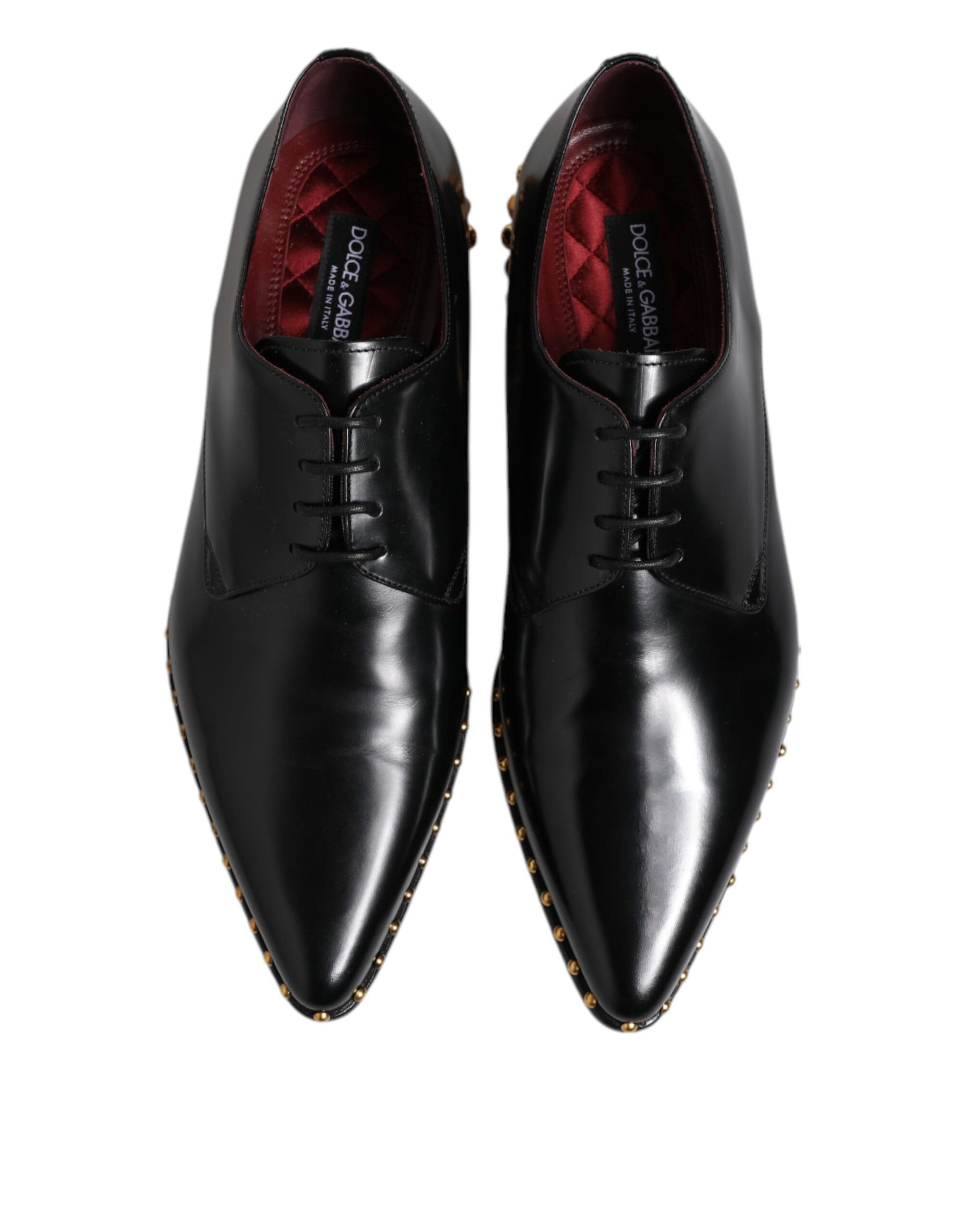 Dolce & Gabbana Black Leather Studded Derby Men Dress Shoes | Regal Royce