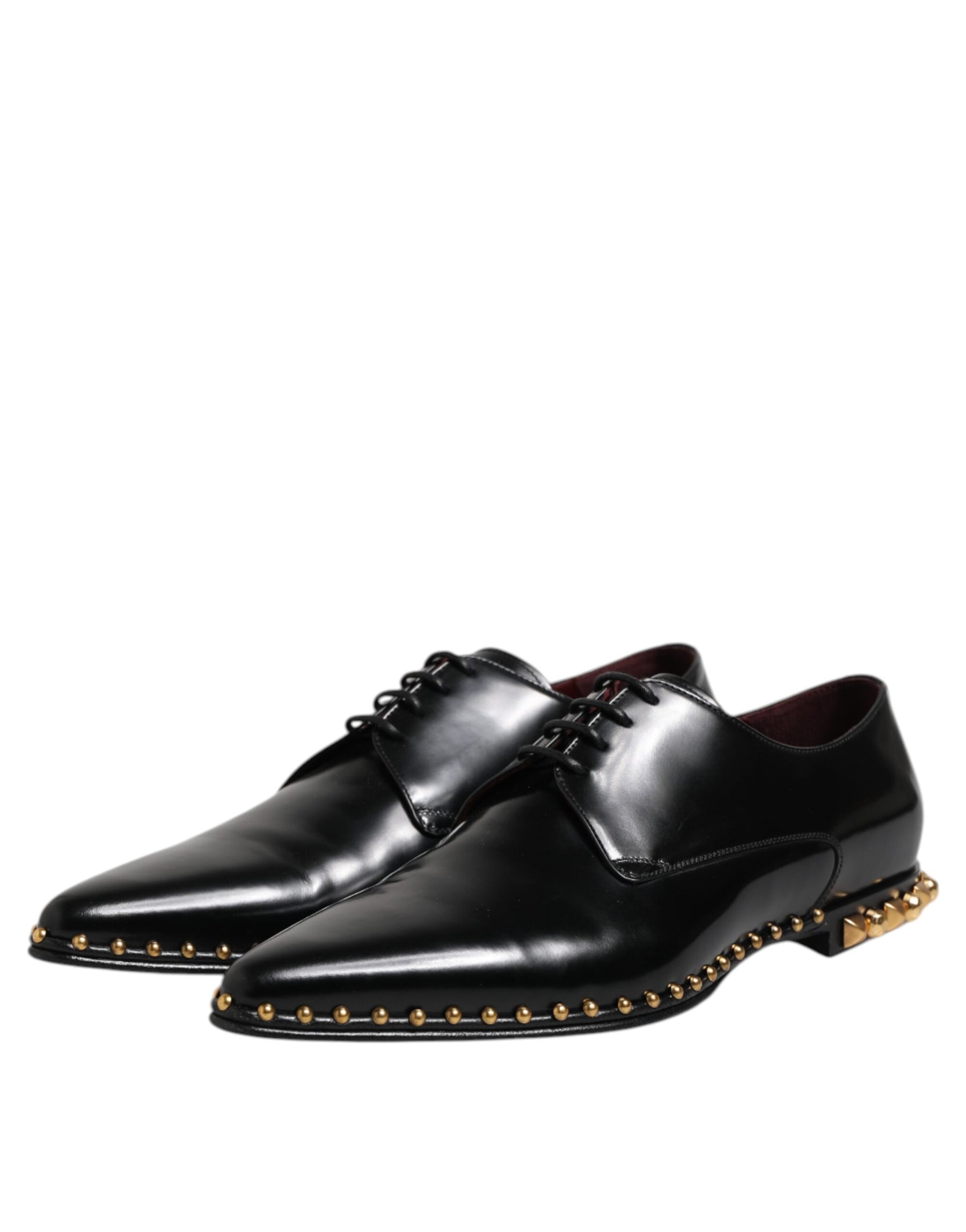 Dolce & Gabbana Black Leather Studded Derby Men Dress Shoes | Regal Royce