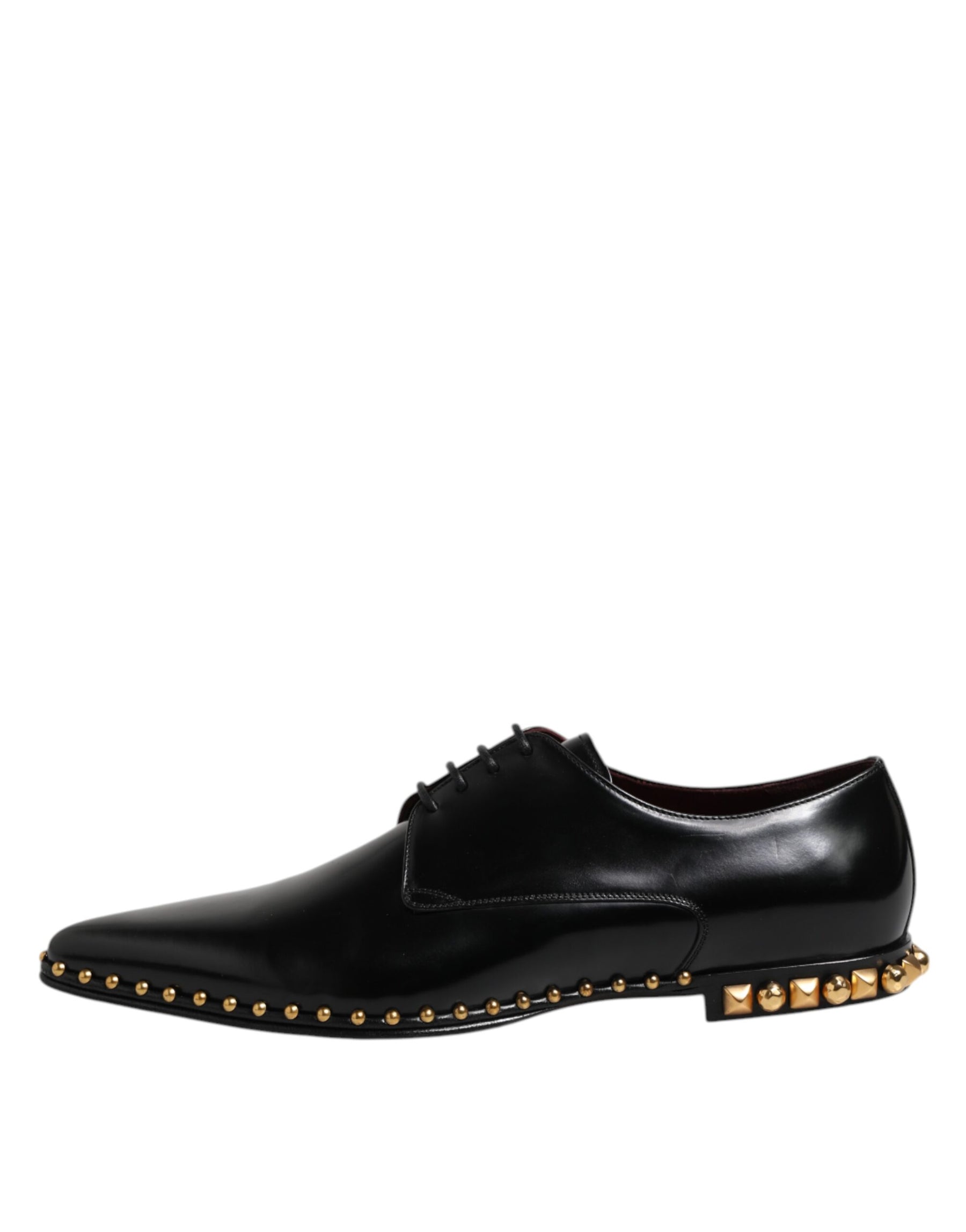 Dolce & Gabbana Black Leather Studded Derby Men Dress Shoes | Regal Royce