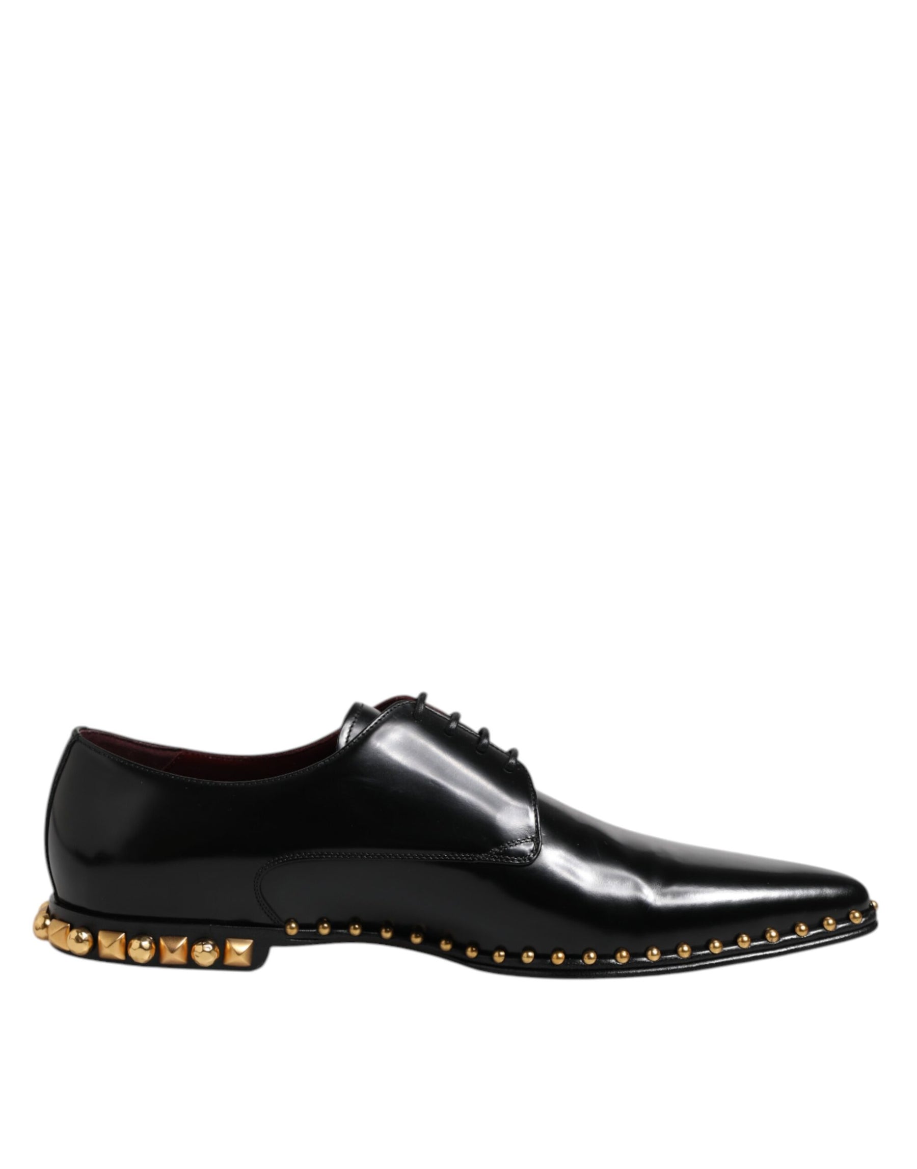 Dolce & Gabbana Black Leather Studded Derby Men Dress Shoes | Regal Royce