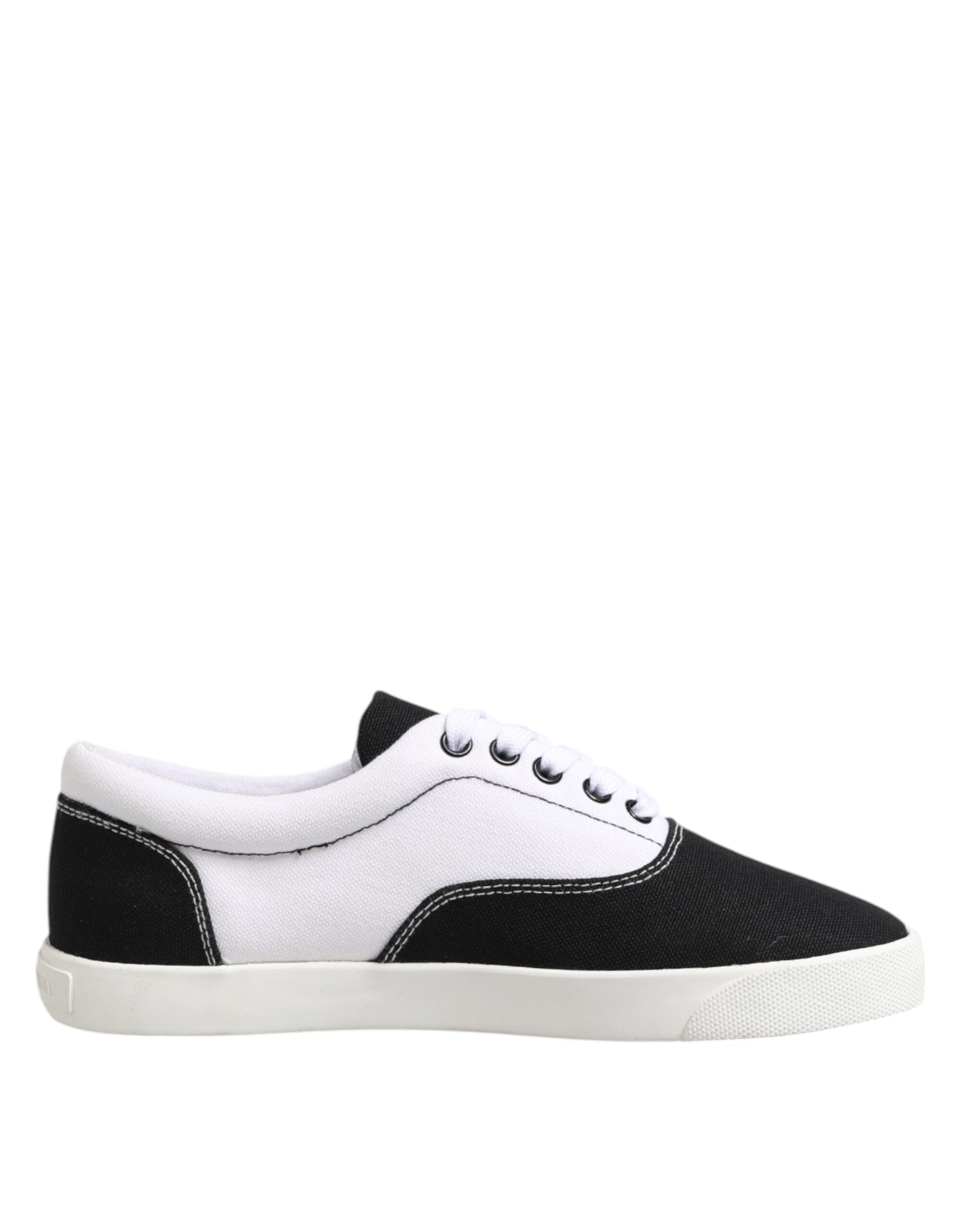 Dolce & Gabbana Black Cotton Canvas Lace Up Men Sneakers Shoes | Regal Royce
