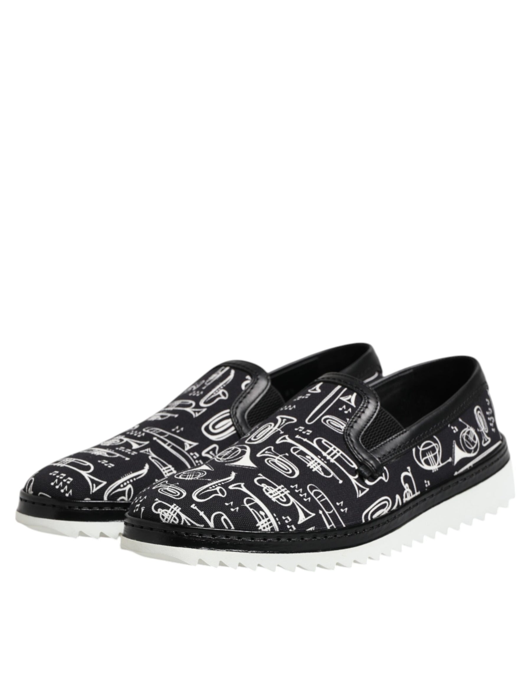 Dolce & Gabbana Black Slip On Printed Men Loafers Shoes | Regal Royce