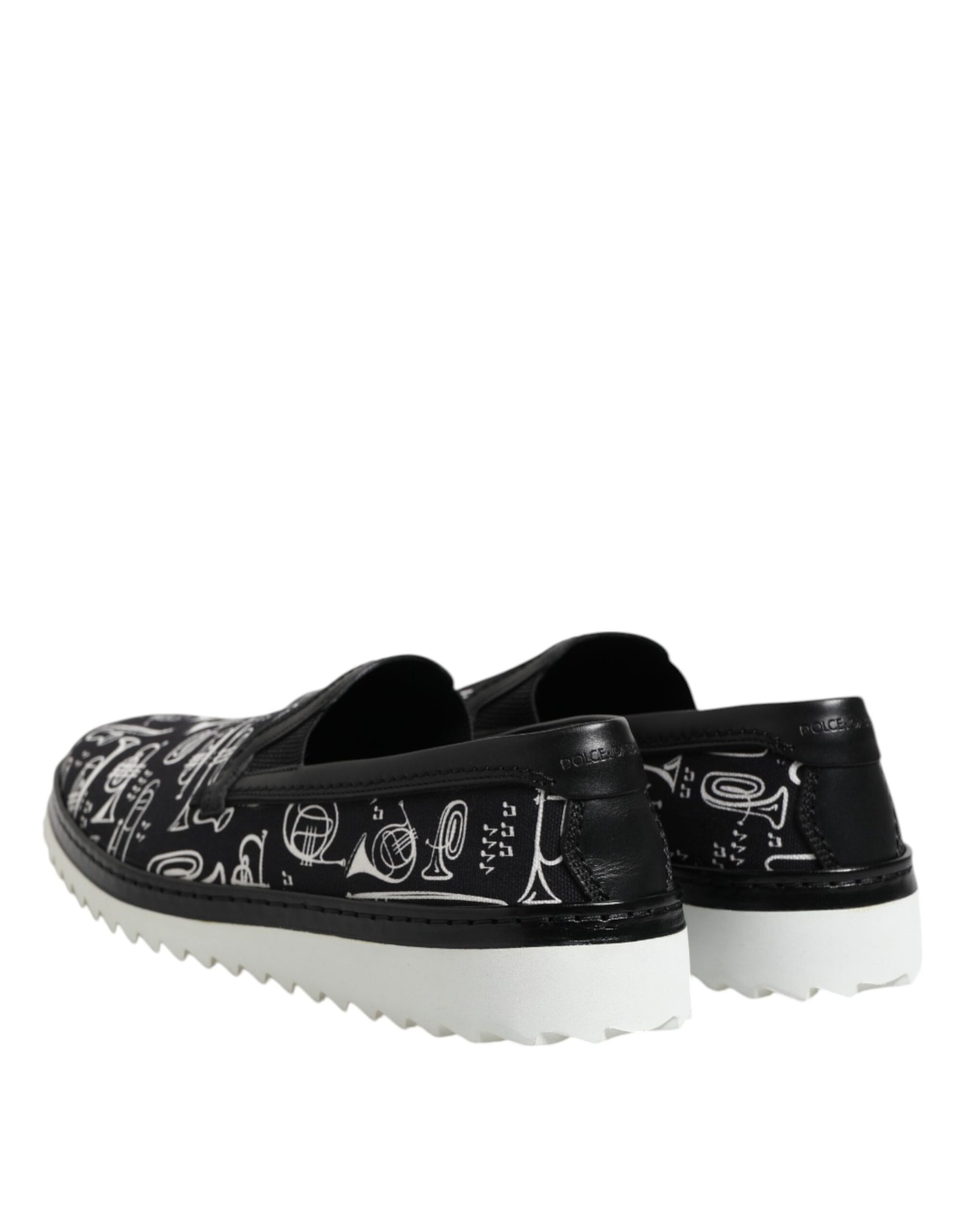 Dolce & Gabbana Black Slip On Printed Men Loafers Shoes | Regal Royce