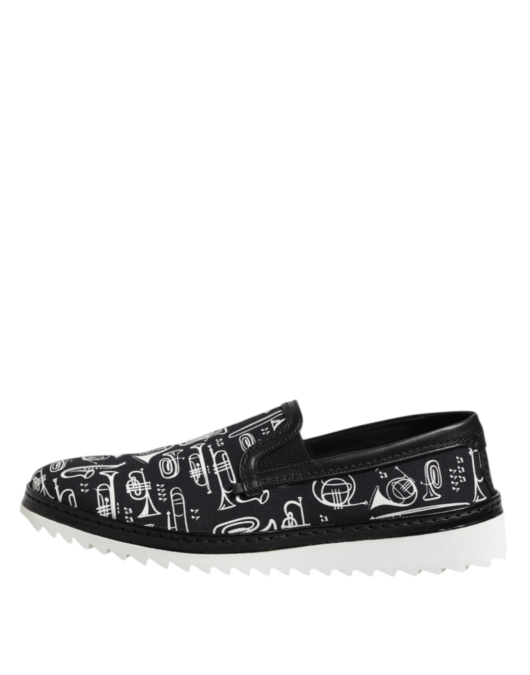 Dolce & Gabbana Black Slip On Printed Men Loafers Shoes | Regal Royce