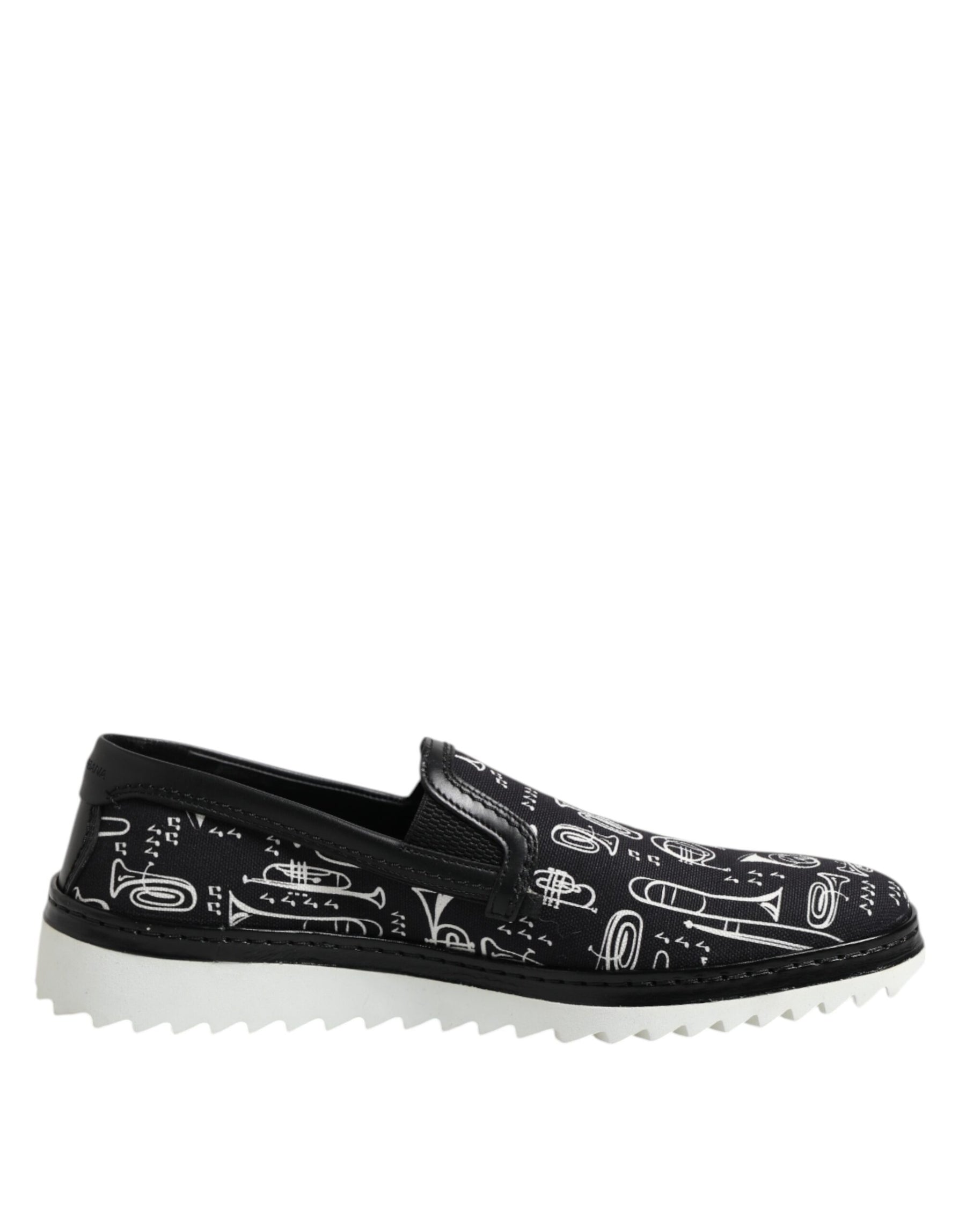 Dolce & Gabbana Black Slip On Printed Men Loafers Shoes | Regal Royce