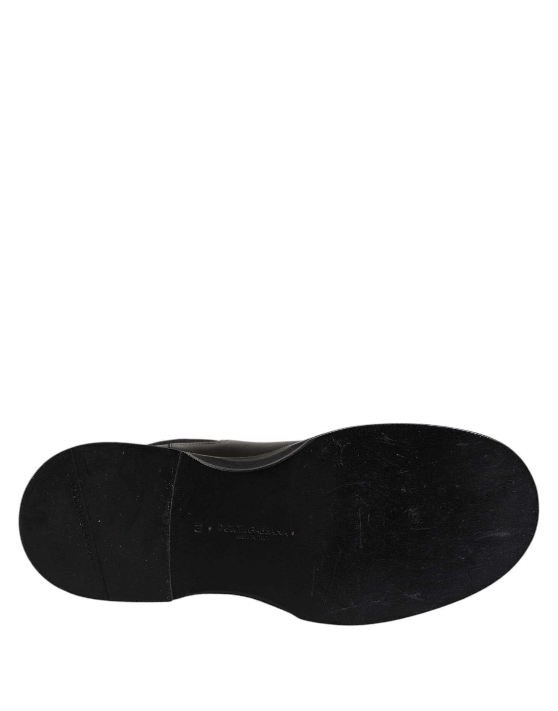 Dolce & Gabbana Black Leather Mid Calf Boots Flats Shoes | Regal Royce