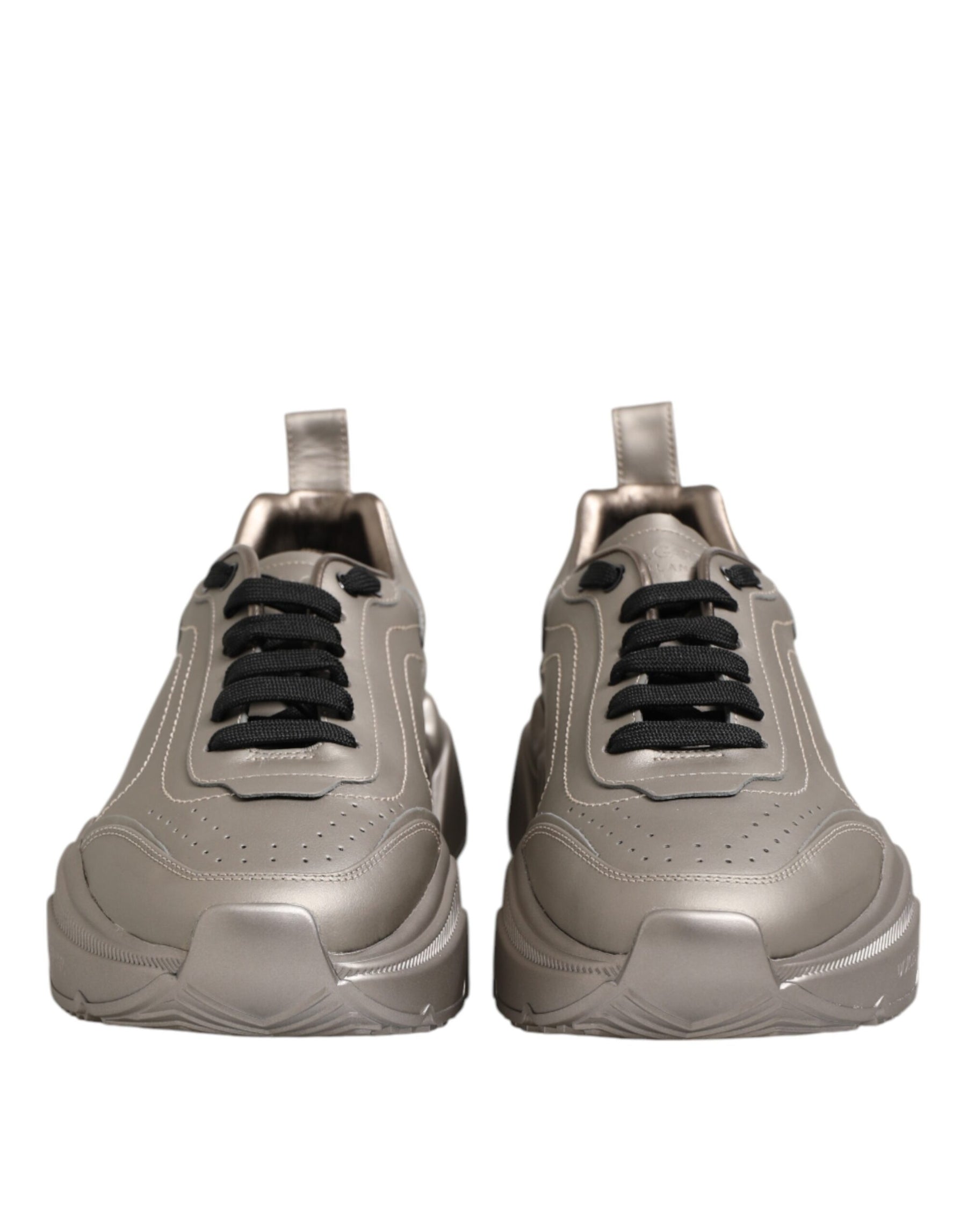 Dolce & Gabbana Silver DAYMASTER Leather Men Sneakers Shoes | Regal Royce