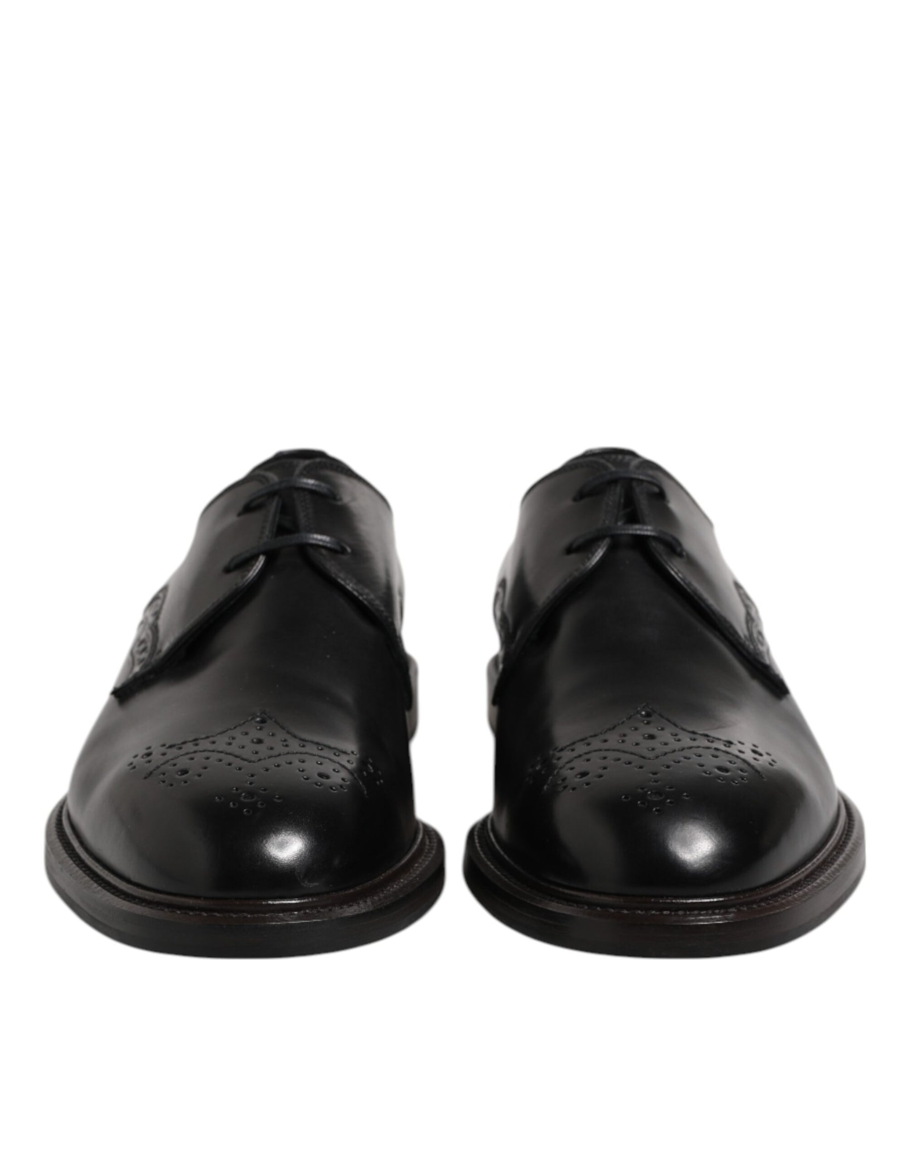 Dolce & Gabbana Black Leather Derby Wingtip Formal Shoes | Regal Royce