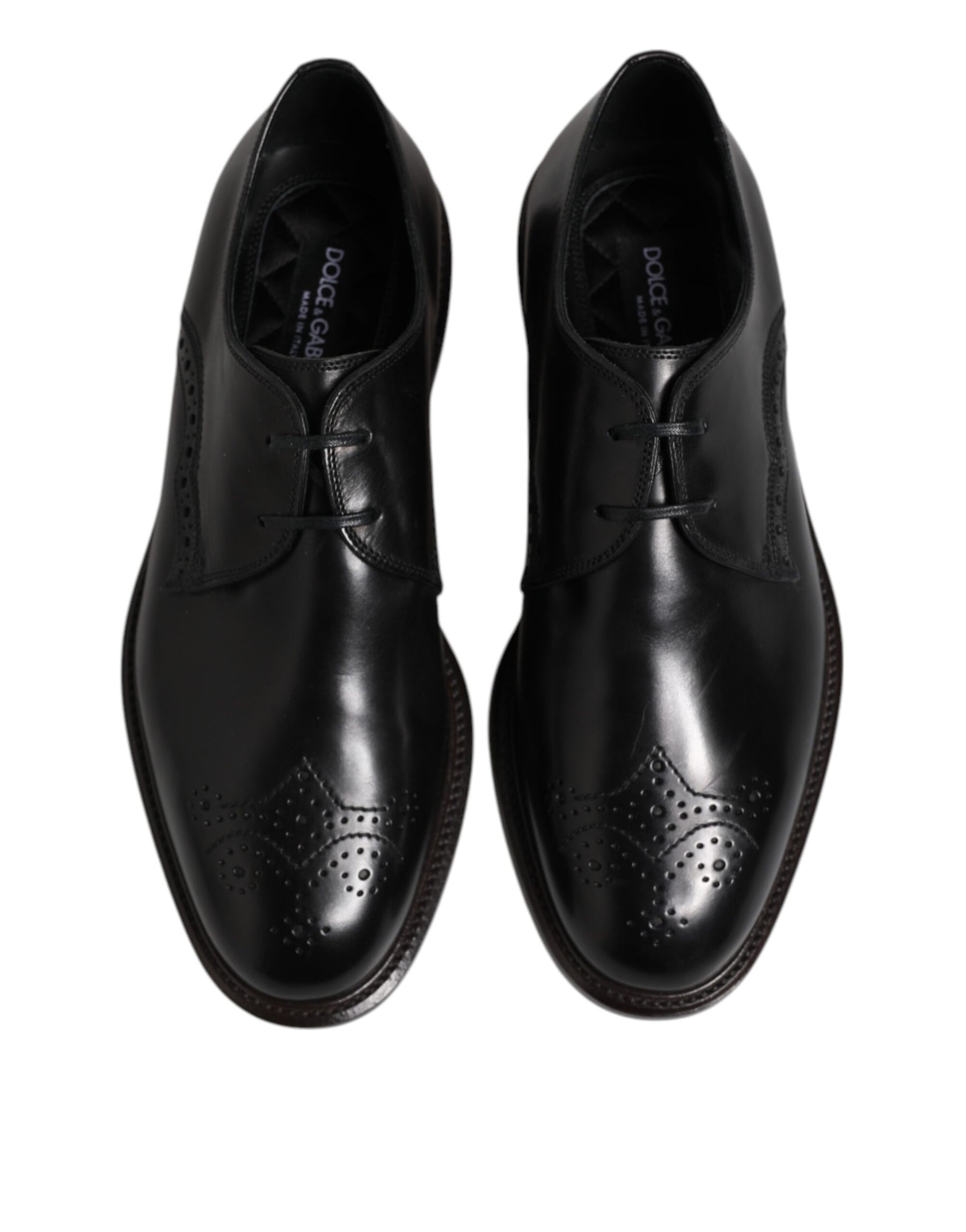 Dolce & Gabbana Black Leather Derby Wingtip Formal Shoes | Regal Royce