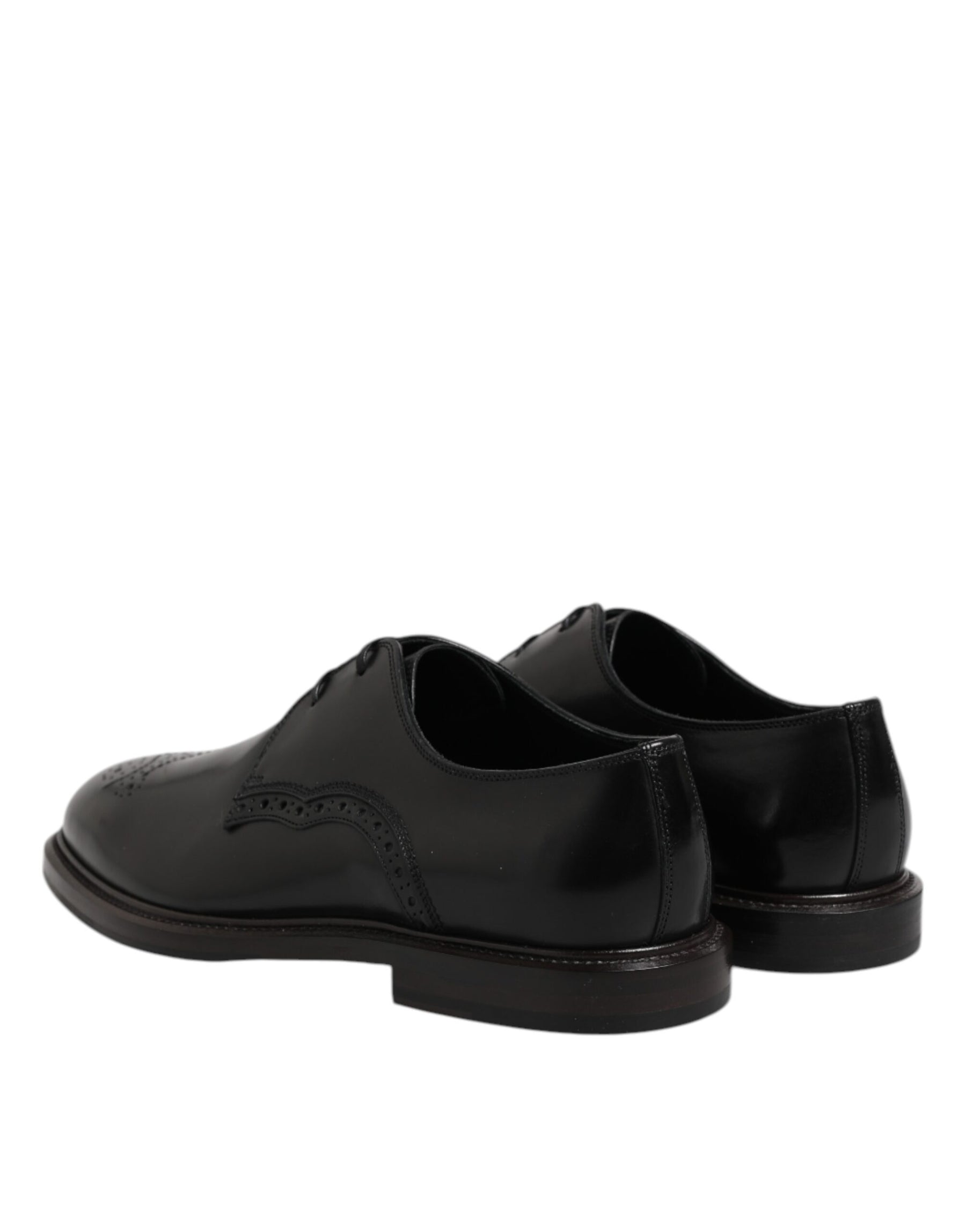 Dolce & Gabbana Black Leather Derby Wingtip Formal Shoes | Regal Royce