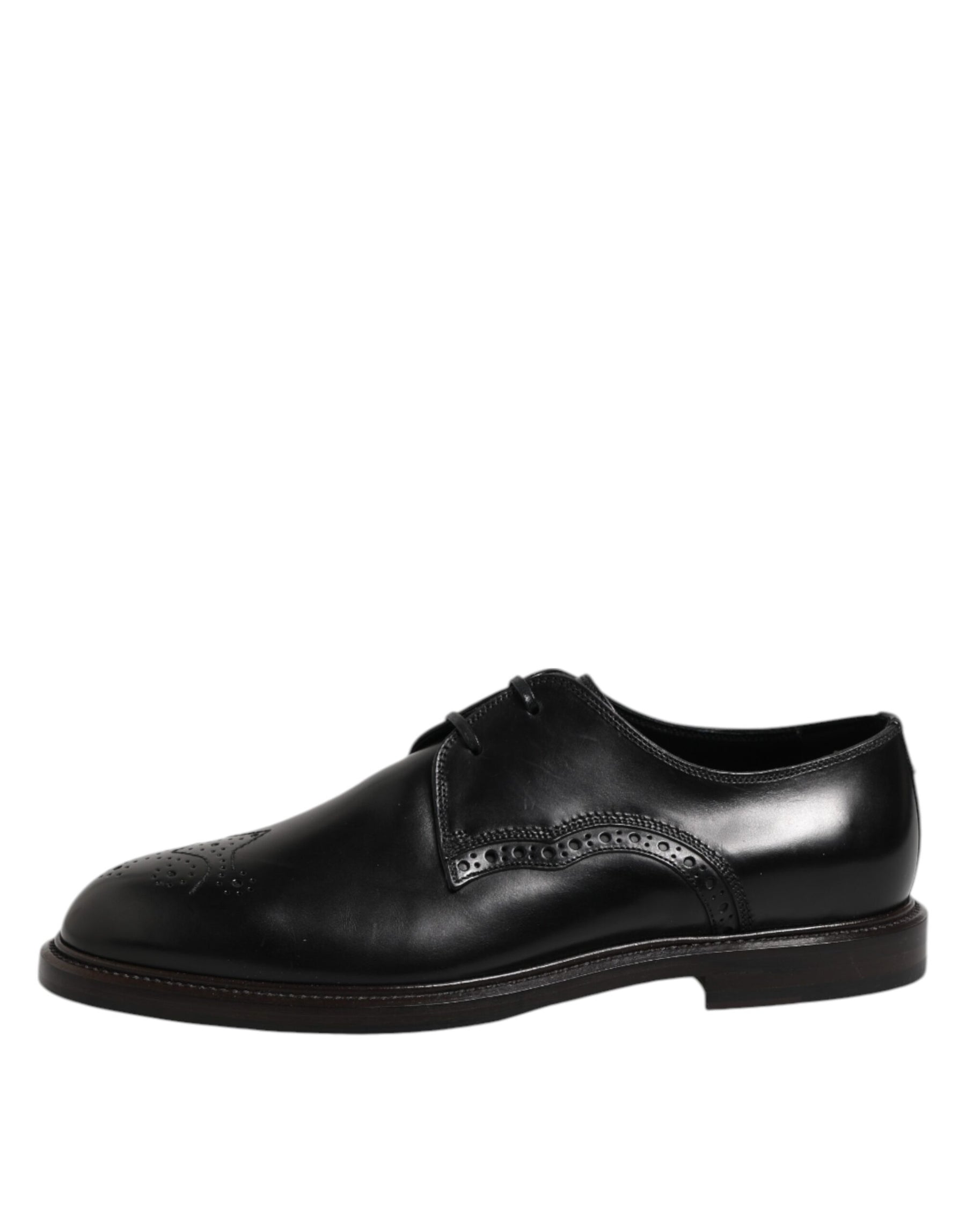 Dolce & Gabbana Black Leather Derby Wingtip Formal Shoes | Regal Royce